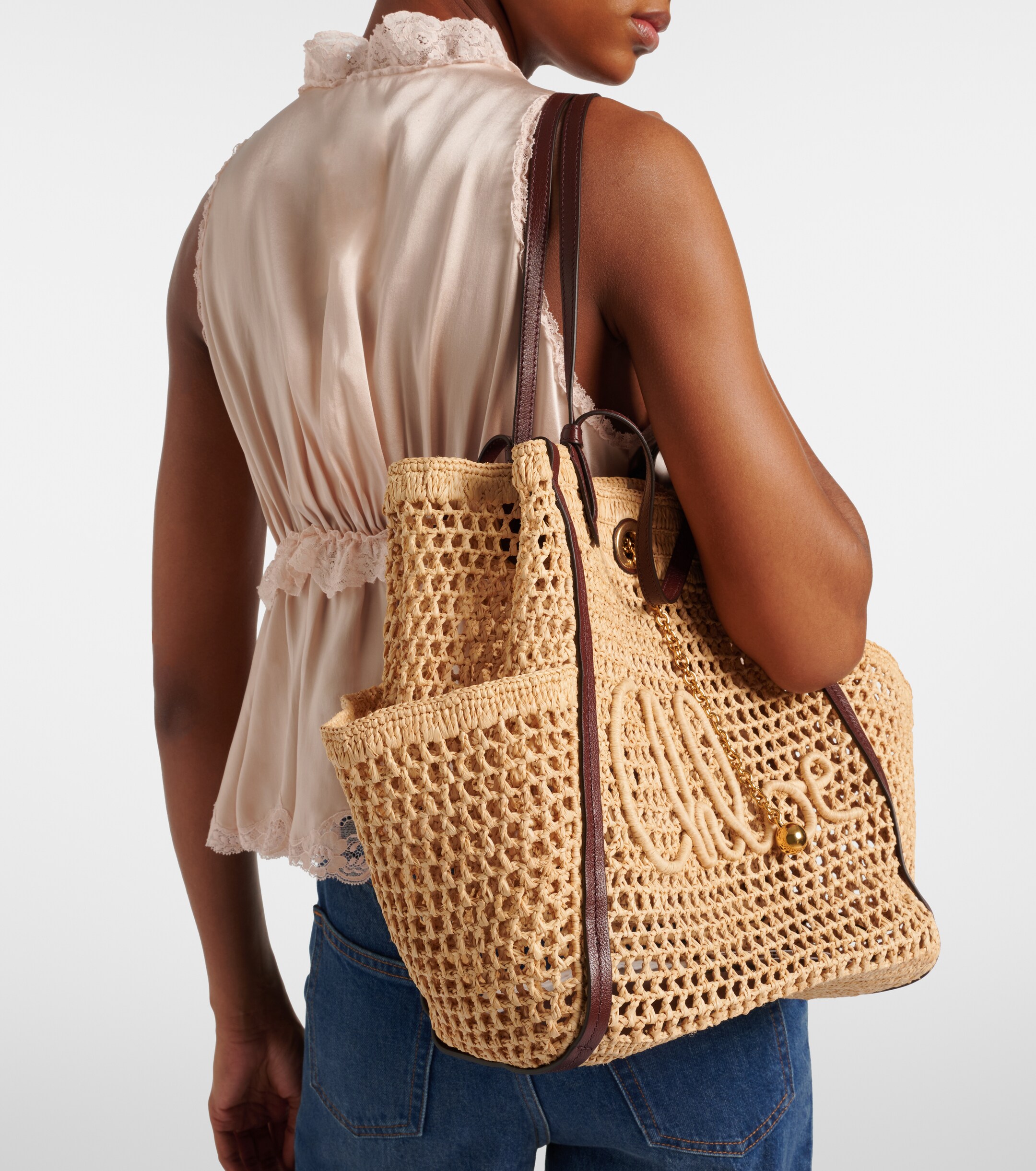 Chloé Chloé Iconic raffia shoulder bag