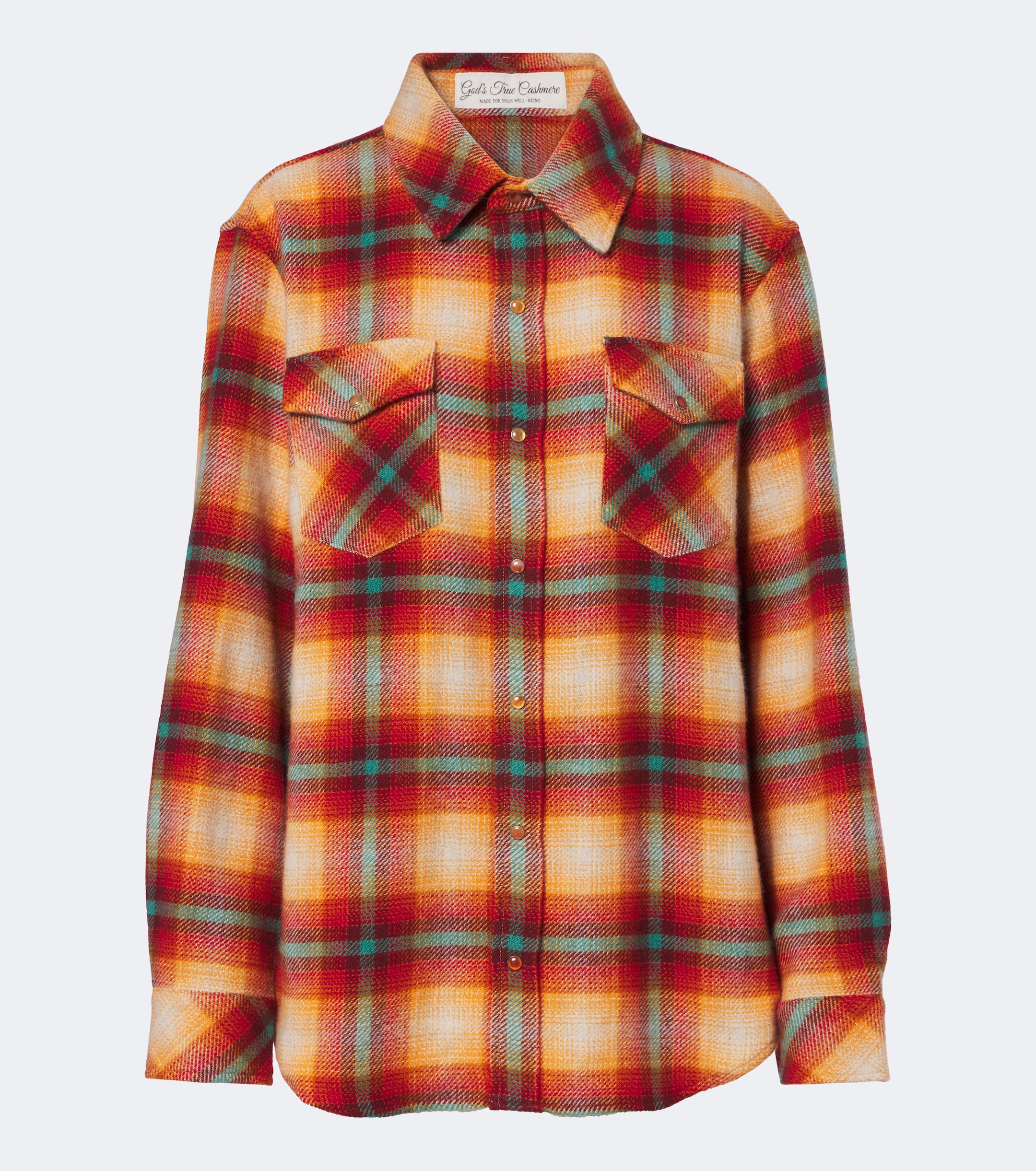 God's True Cashmere God's True Cashmere Red Sun Shadow plaid cashmere shirt
