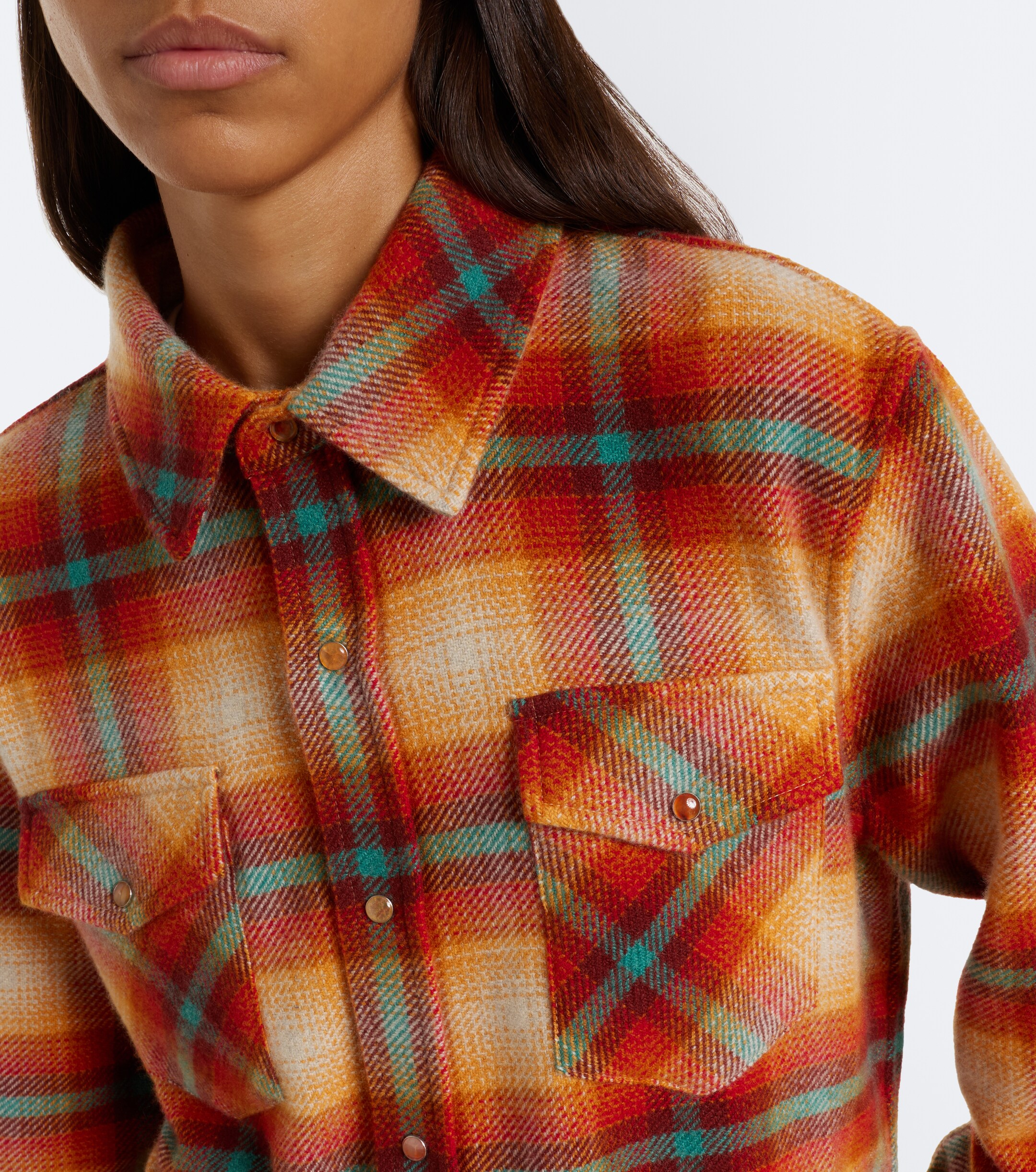 God's True Cashmere God's True Cashmere Red Sun Shadow plaid cashmere shirt