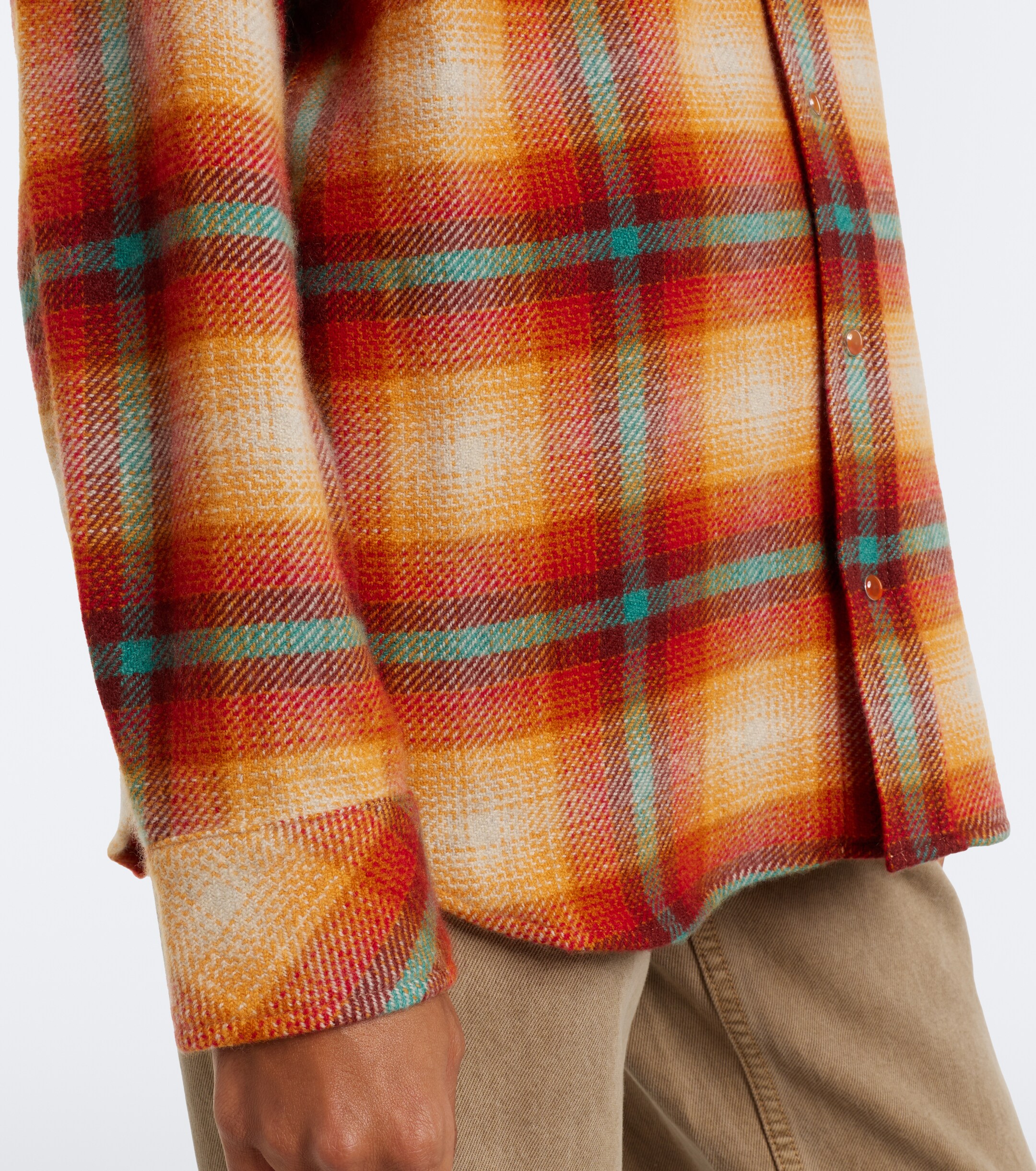 God's True Cashmere God's True Cashmere Red Sun Shadow plaid cashmere shirt