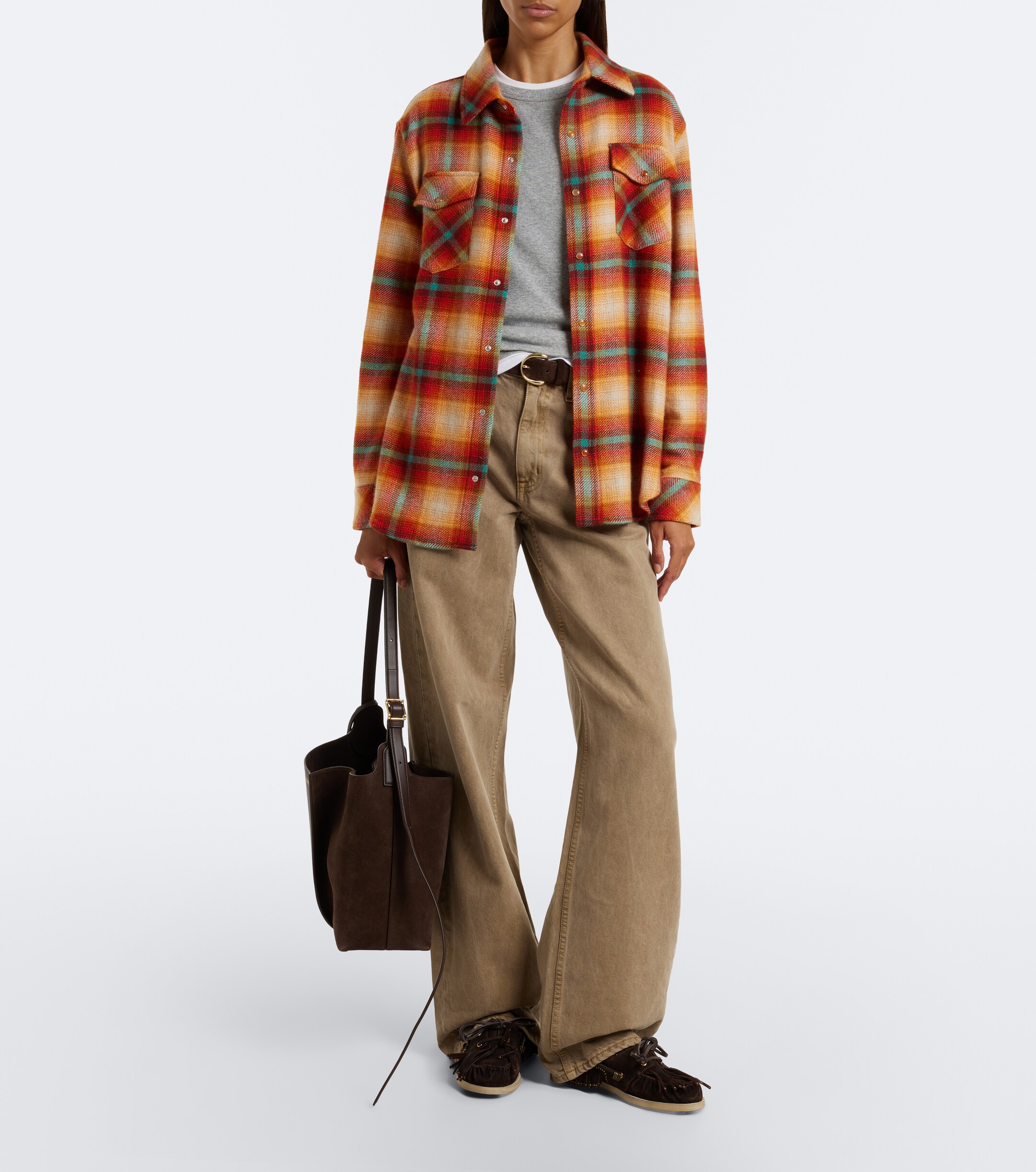 God's True Cashmere God's True Cashmere Red Sun Shadow plaid cashmere shirt
