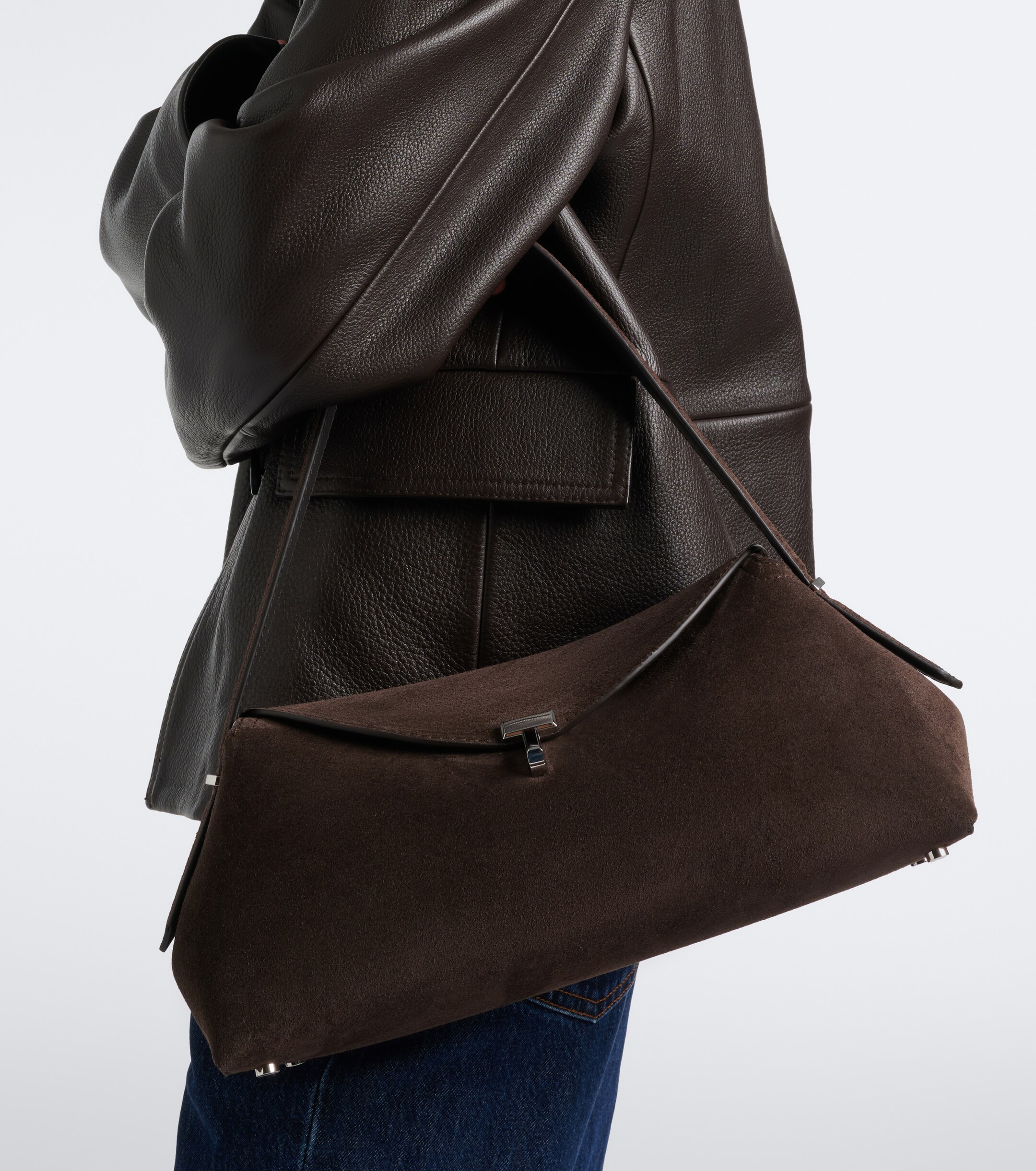 TOTEME Toteme T-Lock Medium suede shoulder bag
