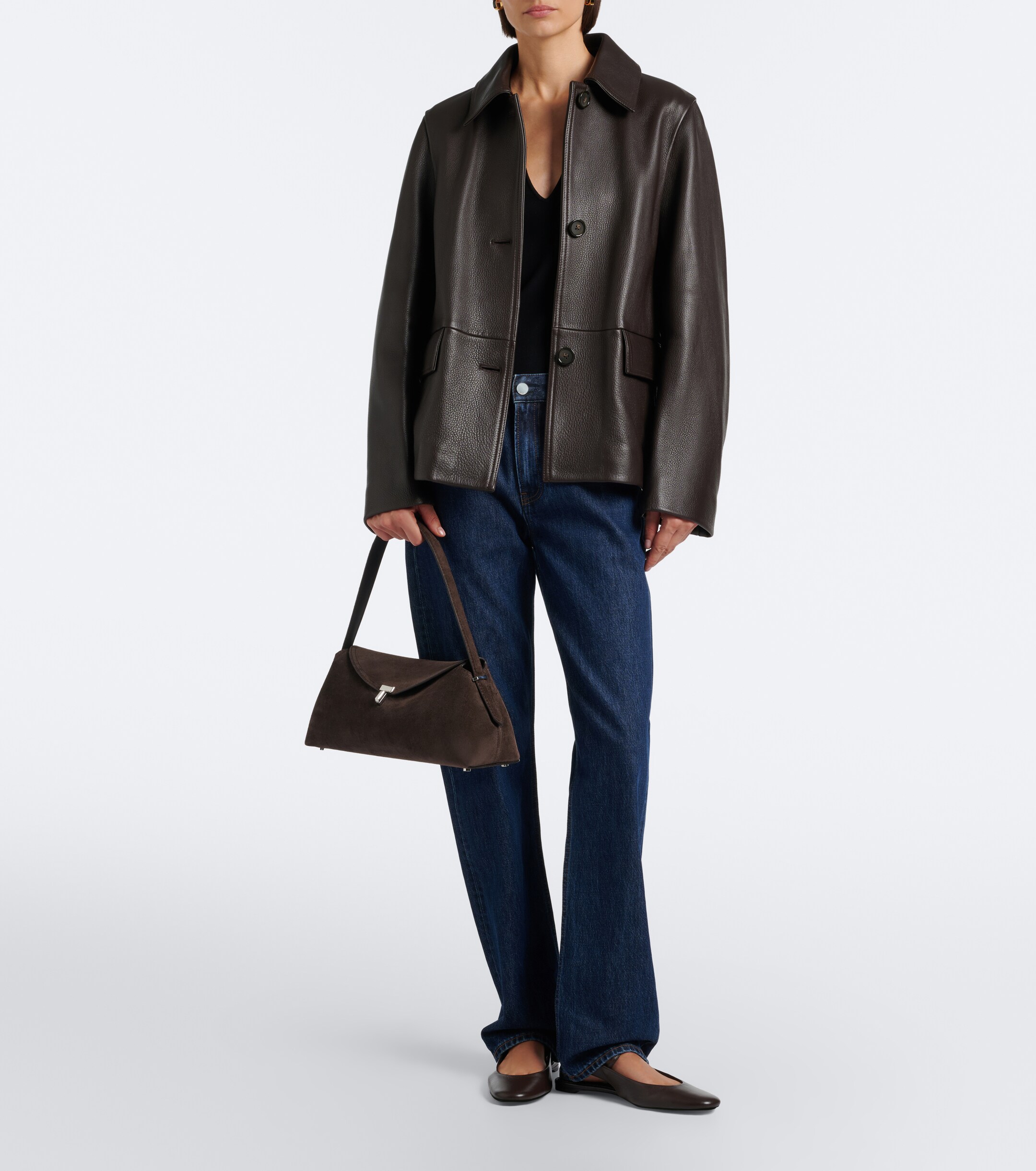 TOTEME Toteme T-Lock Medium suede shoulder bag