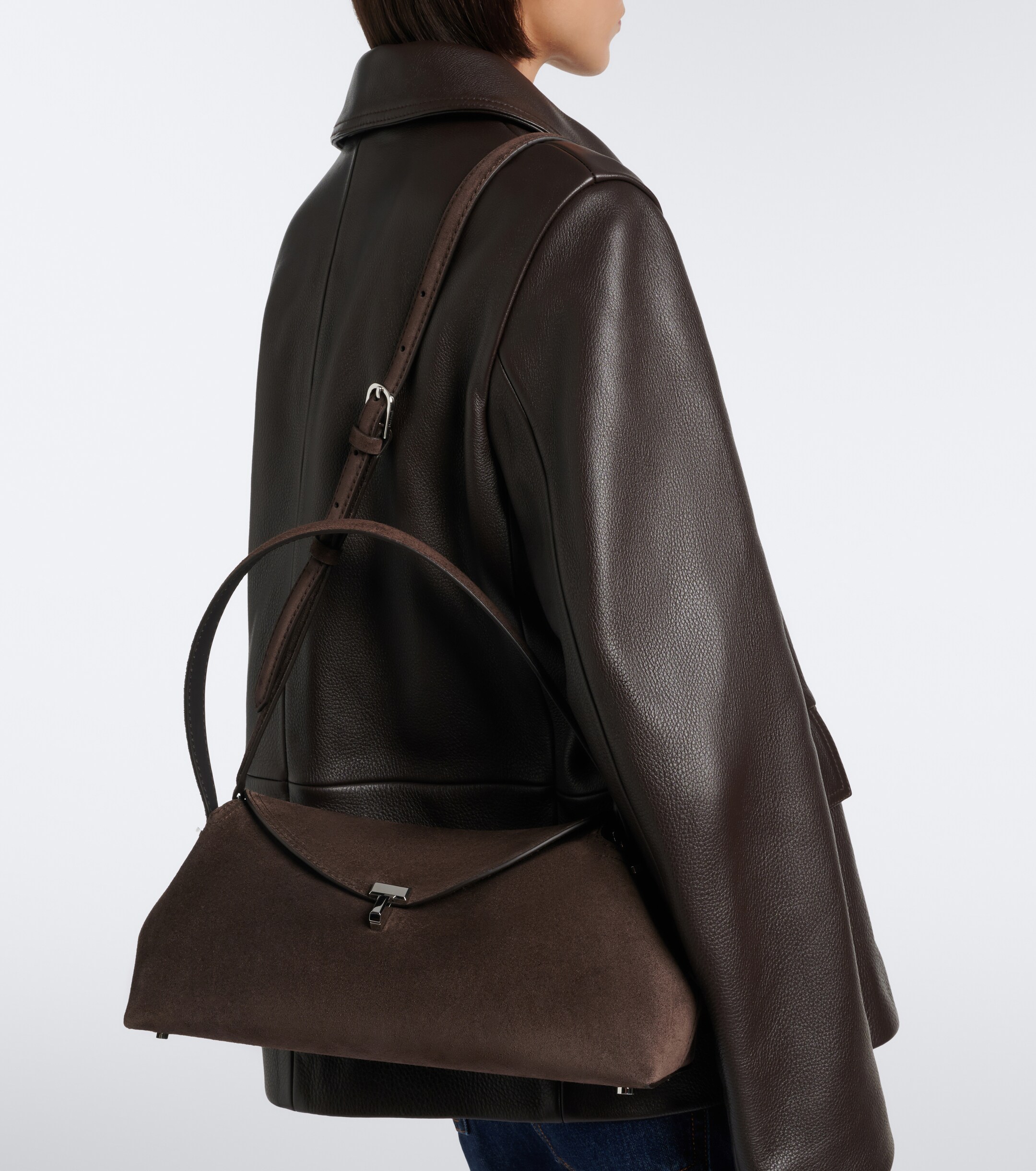 TOTEME Toteme T-Lock Medium suede shoulder bag