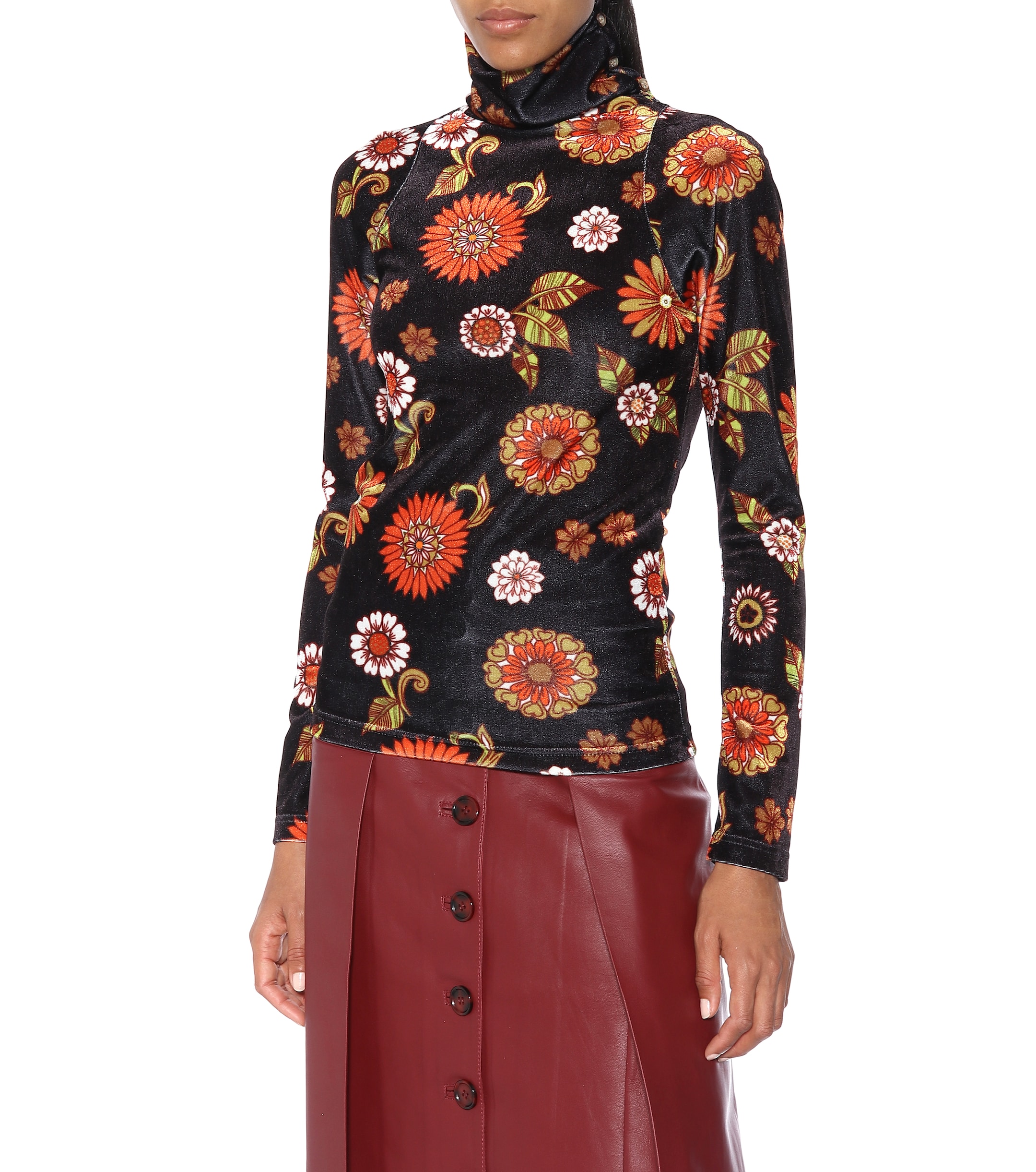 Dodo Bar Or Floral velour turtleneck top