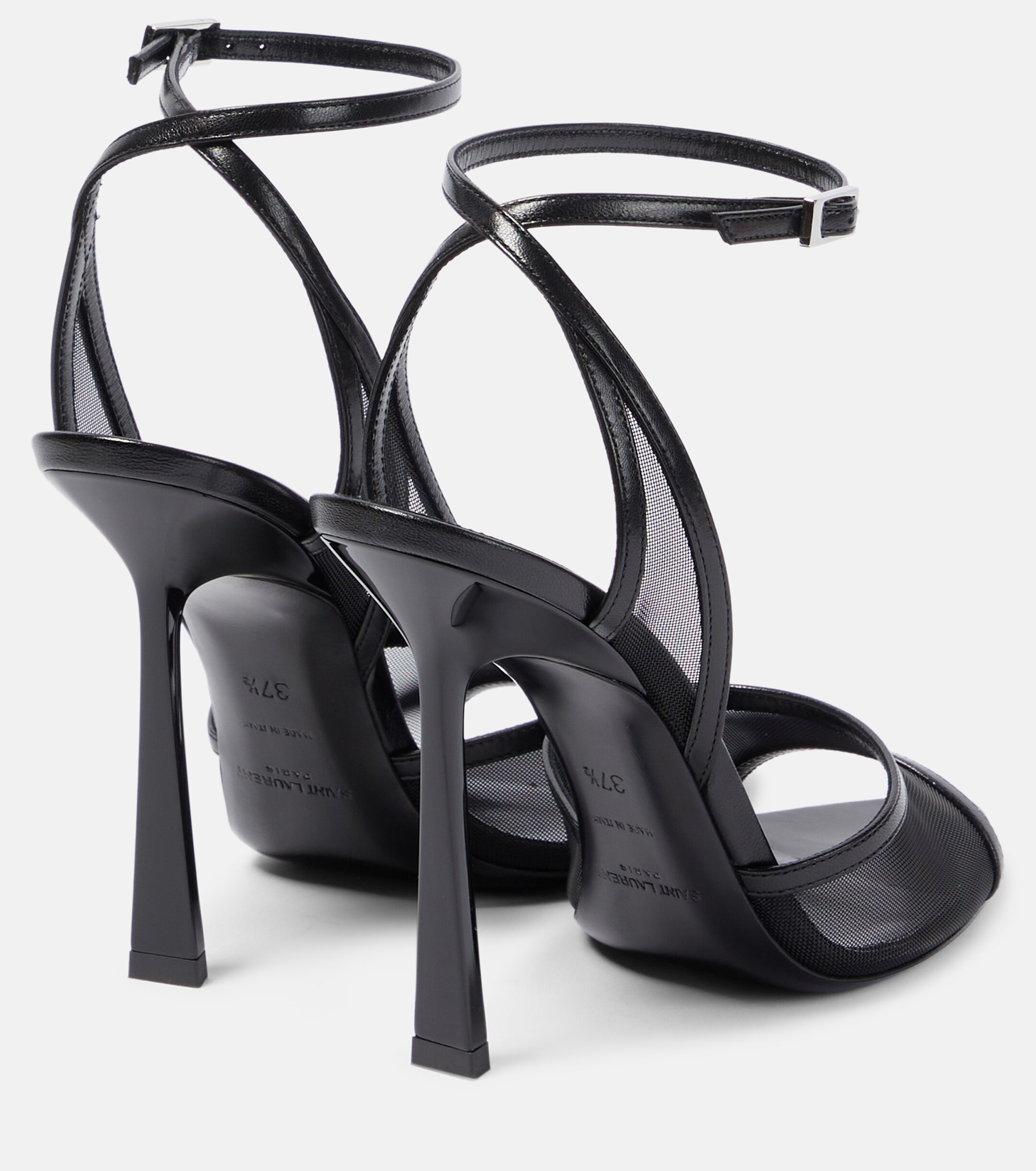 Saint Laurent Missy 110 leather-trimmed mesh sandals