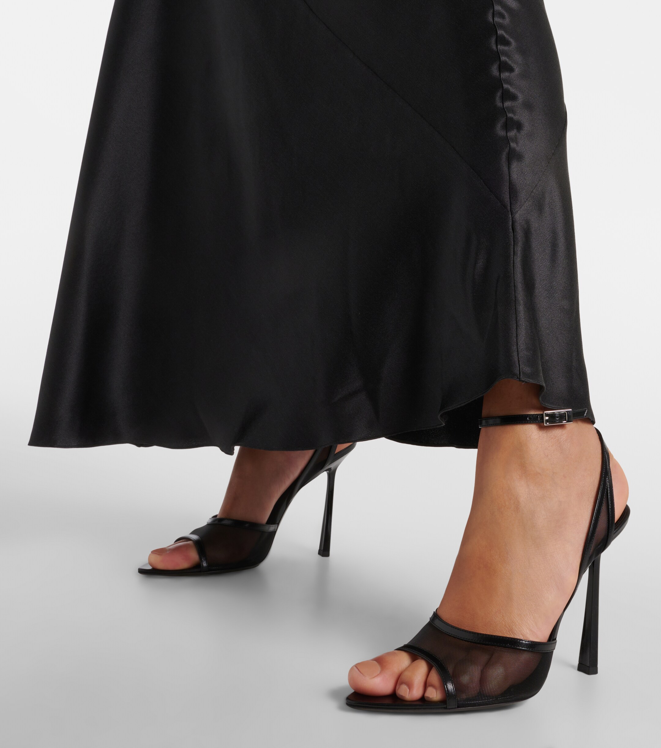 Saint Laurent Missy 110 leather-trimmed mesh sandals