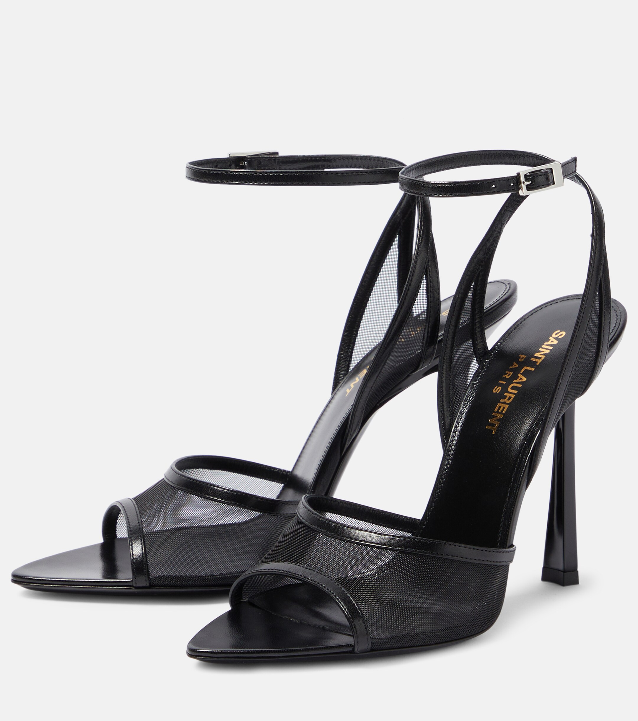 Saint Laurent Missy 110 leather-trimmed mesh sandals