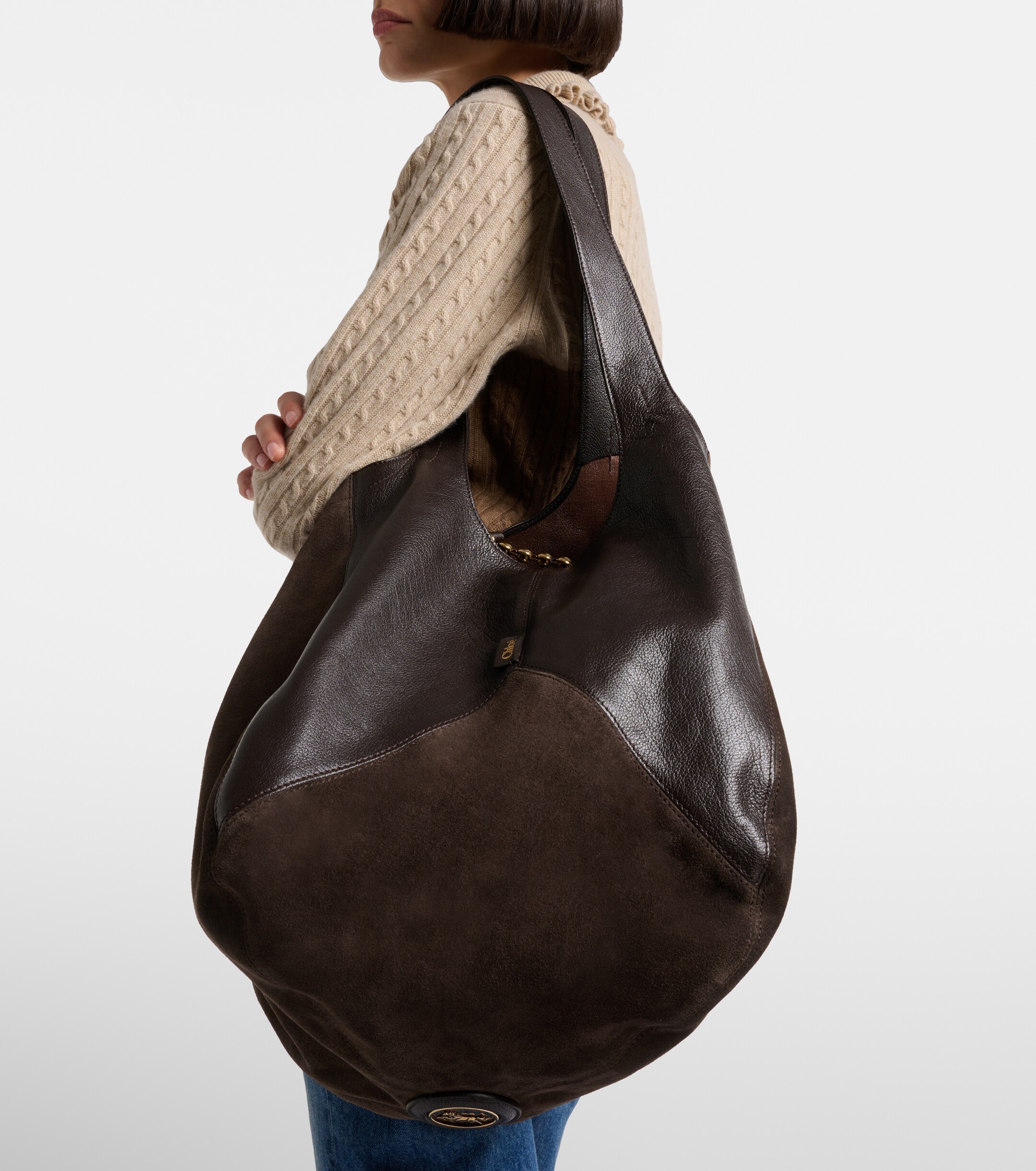 Chloé Chloé Balloon Medium leather and suede shopper