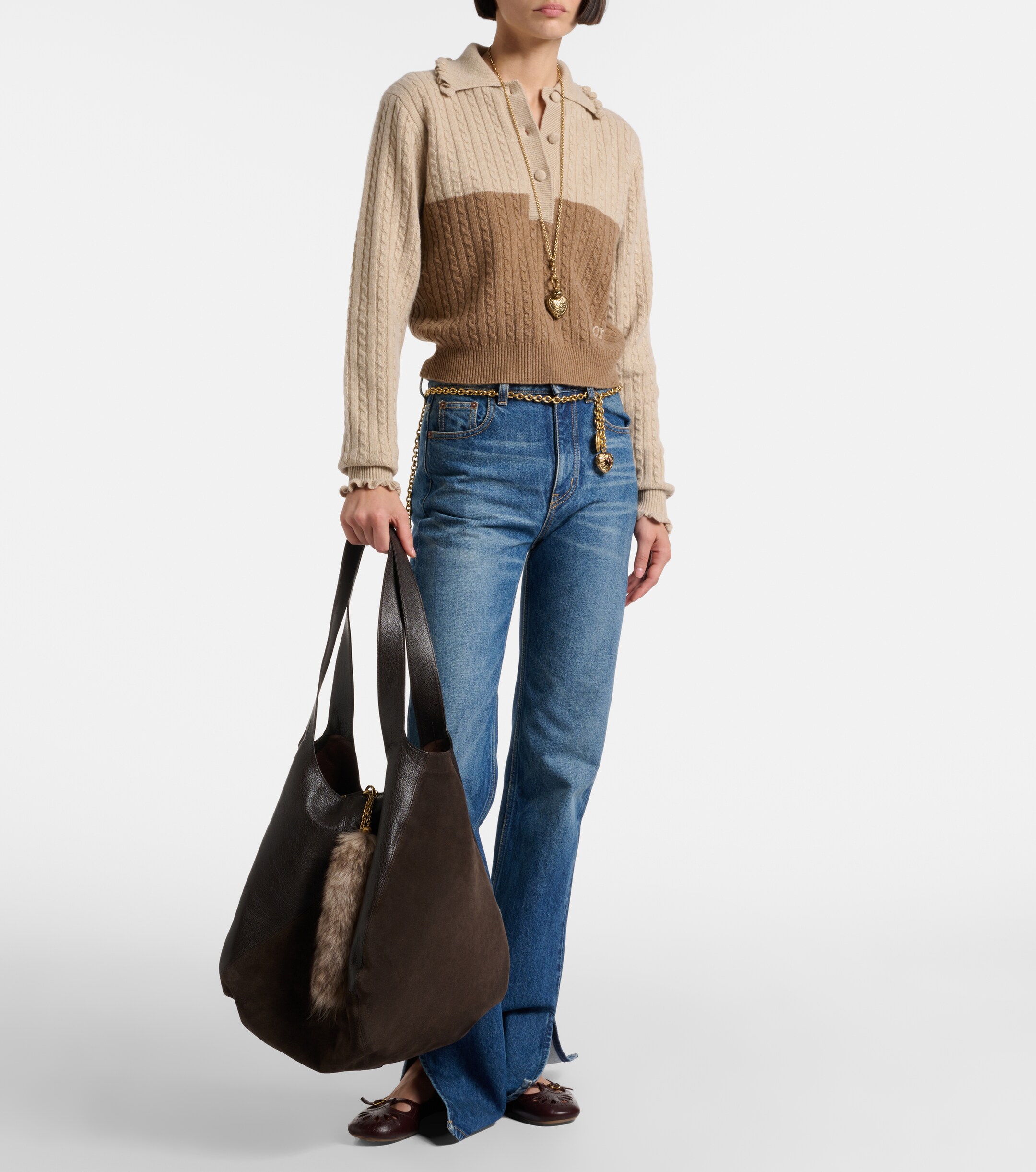 Chloé Chloé Balloon Medium leather and suede shopper