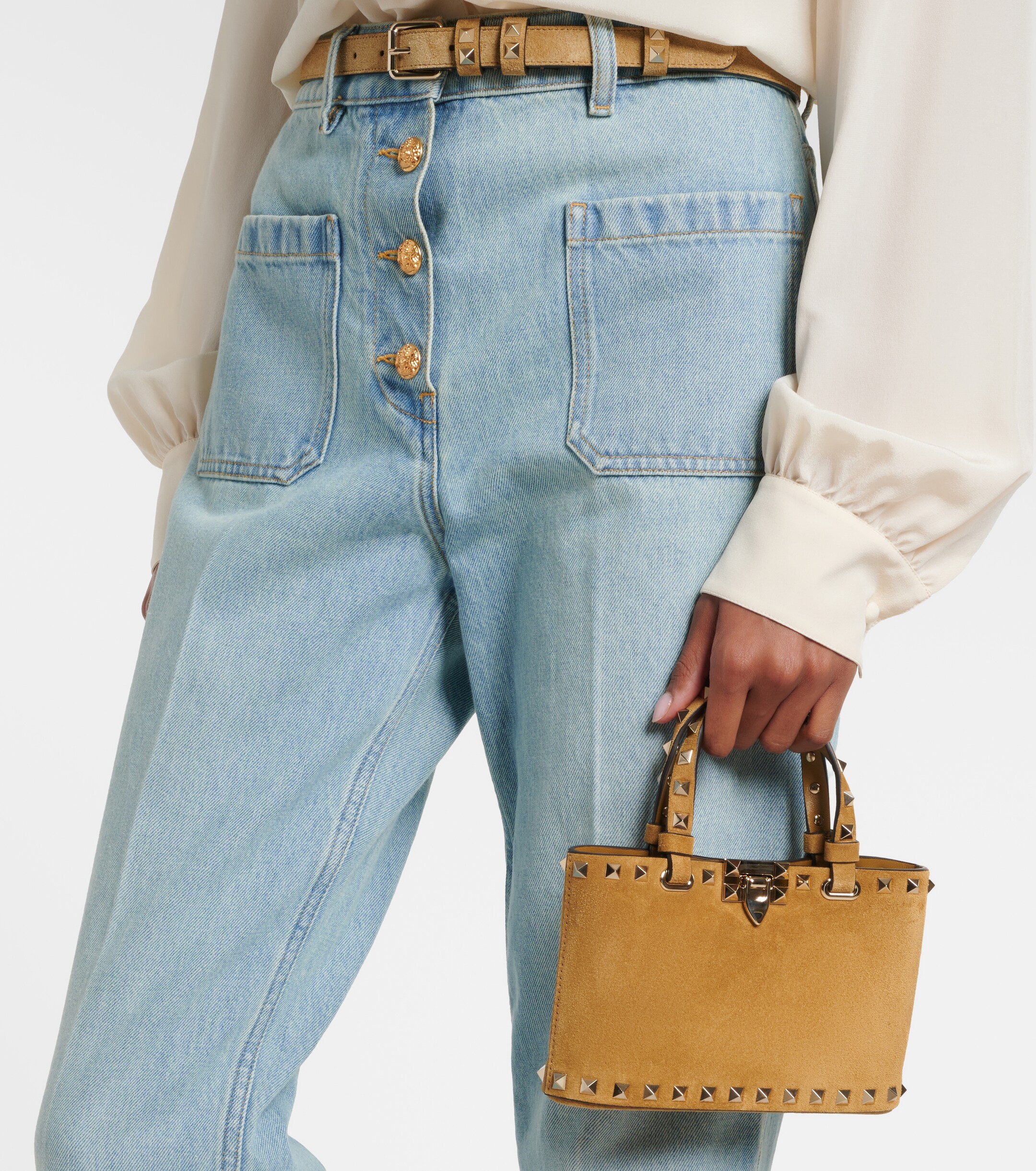 Valentino Garavani Rockstud Mini suede top-handle bag thumbnail