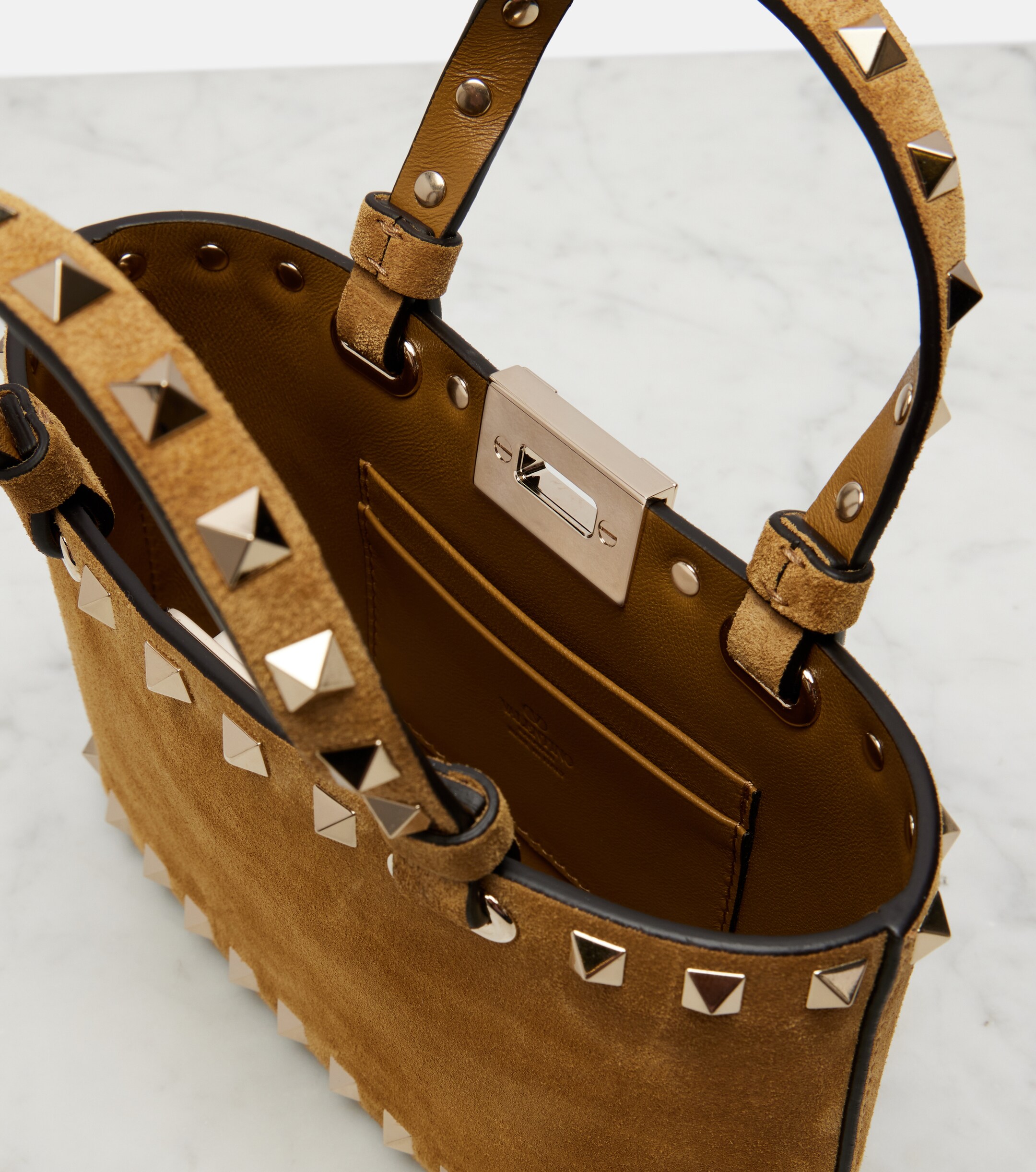 Valentino Garavani Rockstud Mini suede top-handle bag thumbnail