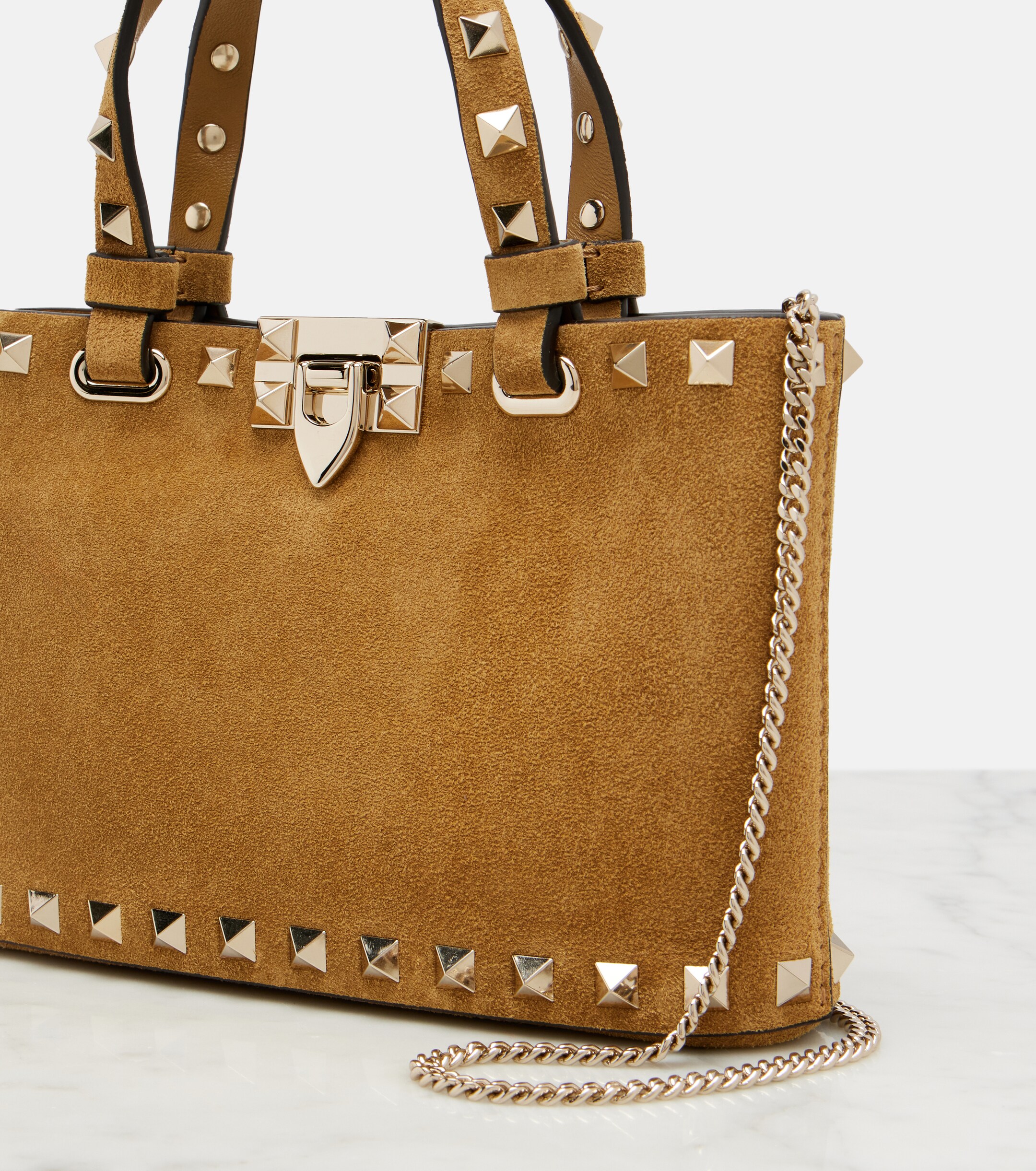 Valentino Garavani Rockstud Mini suede top-handle bag thumbnail