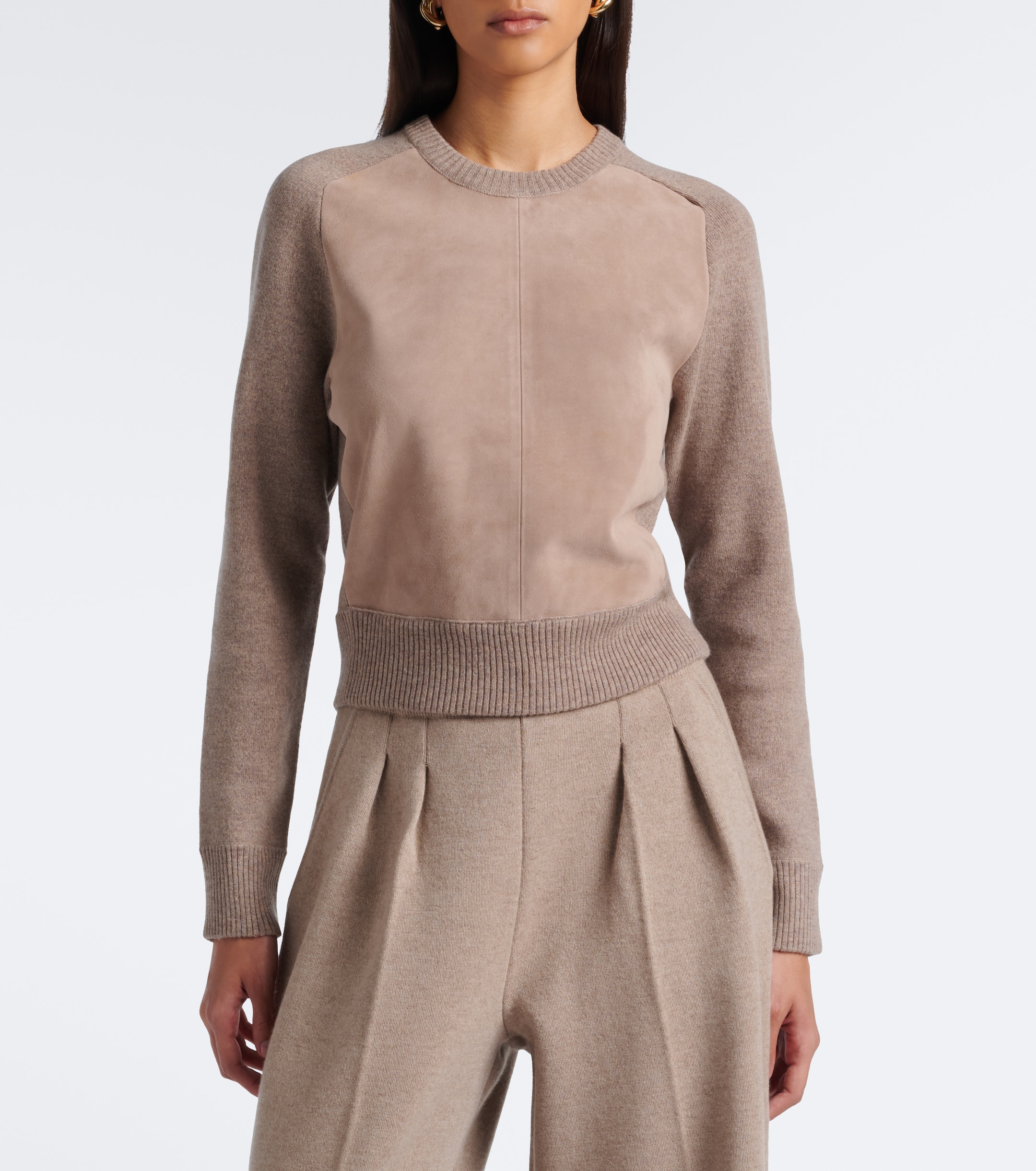 Max Mara Max Mara Leather-trimmed wool and cashmere sweater