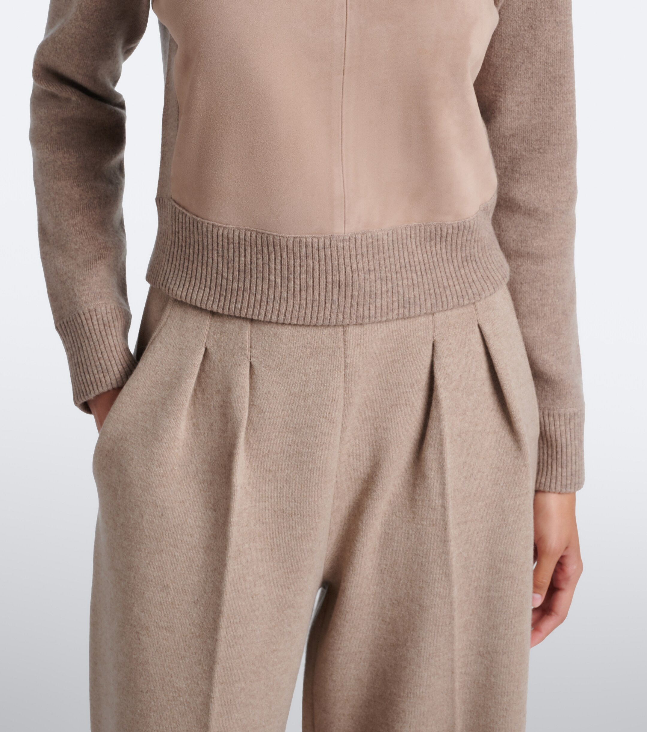 Max Mara Max Mara Leather-trimmed wool and cashmere sweater