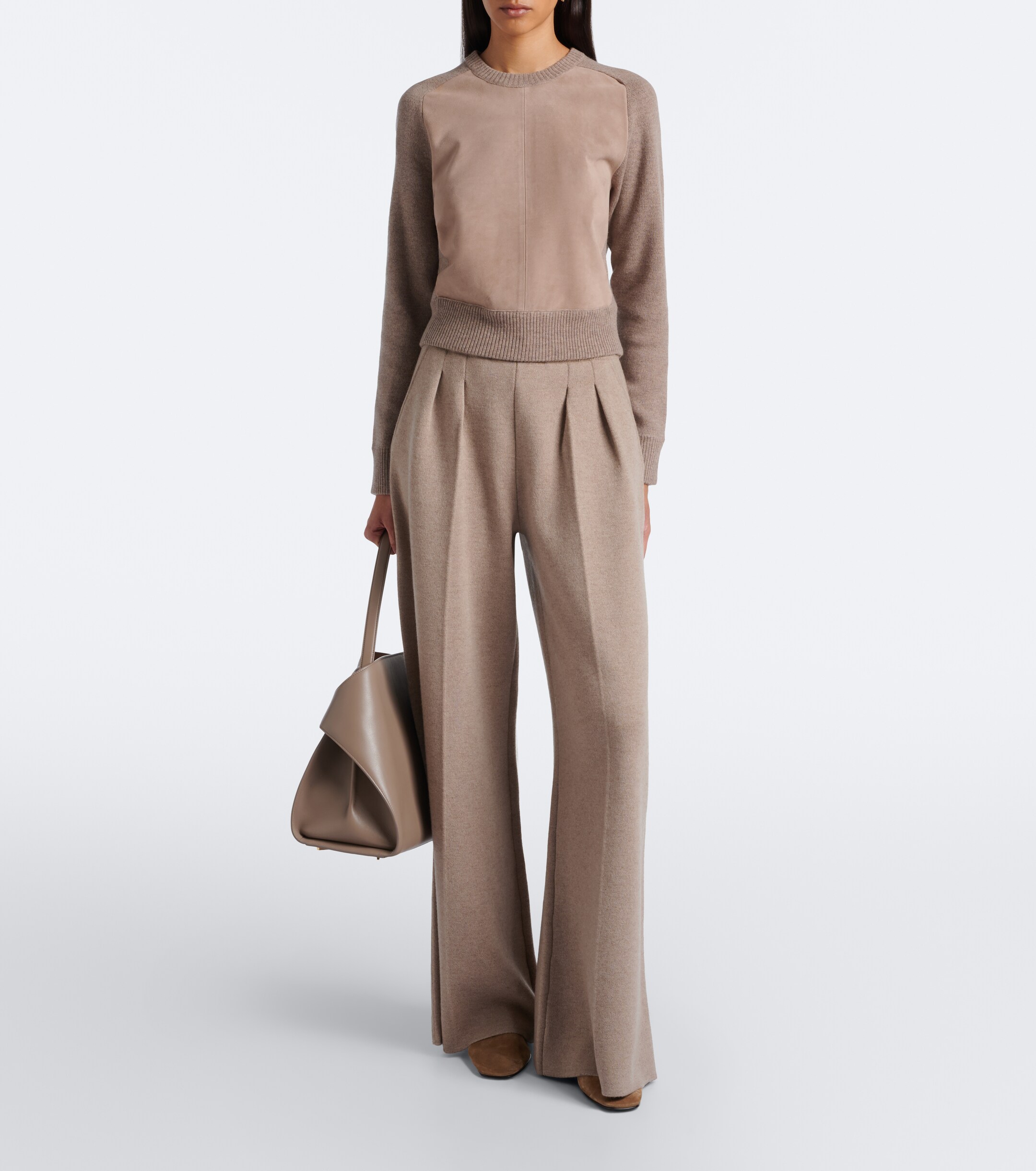 Max Mara Max Mara Leather-trimmed wool and cashmere sweater