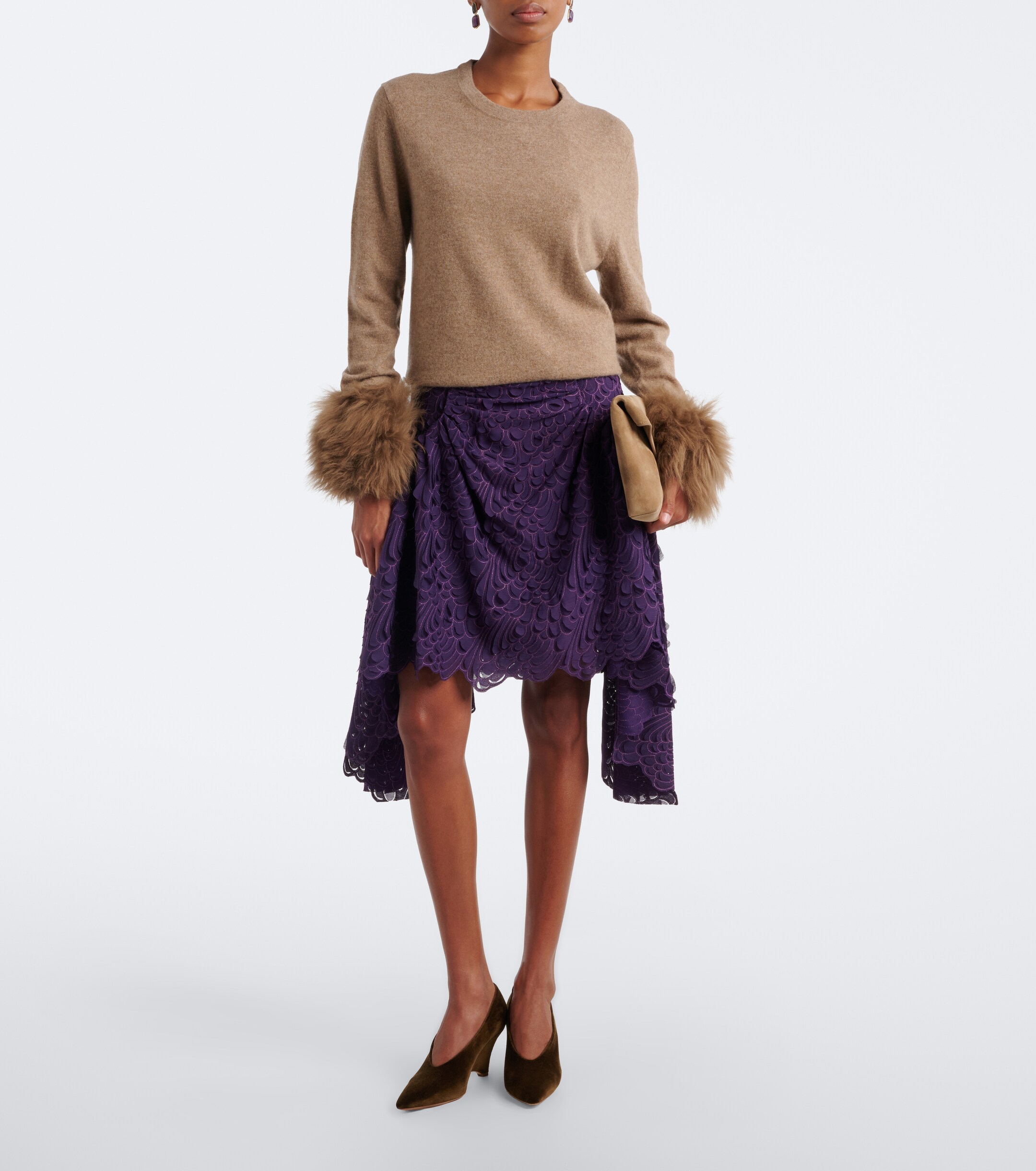Jacques Wei Jacques Wei Ruched leather-trimmed miniskirt