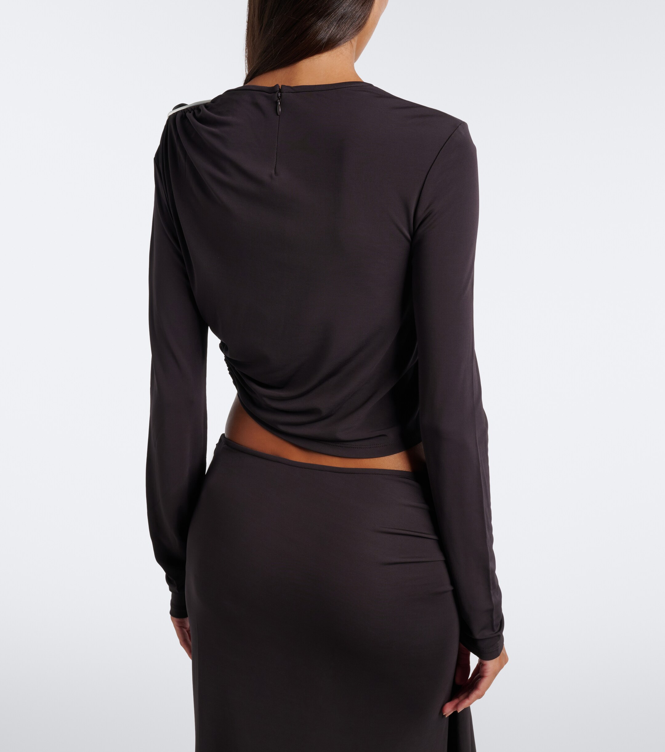 Christopher Esber Christopher Esber Orica Crystal ruched jersey crop top