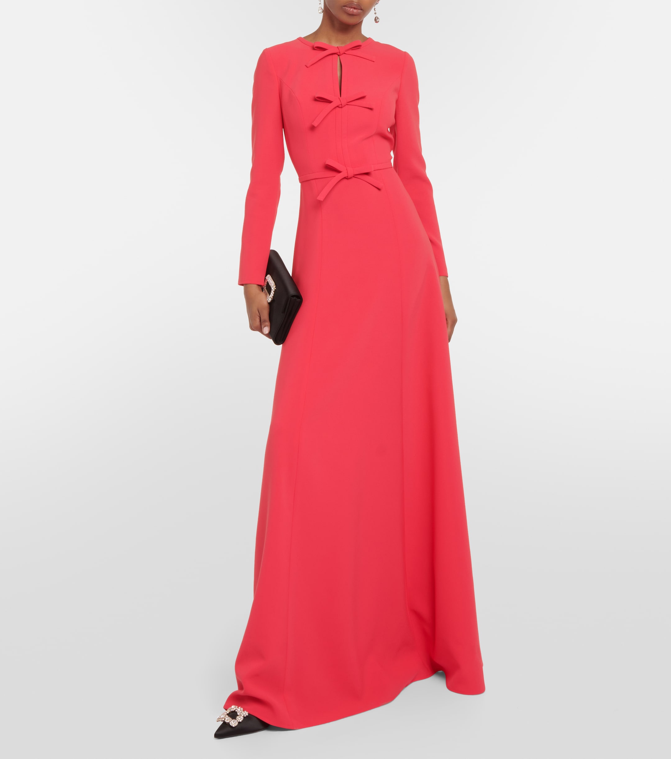 carolina herrera red bow dress Bow-detail silk faille gown in red - Carolina Herrera