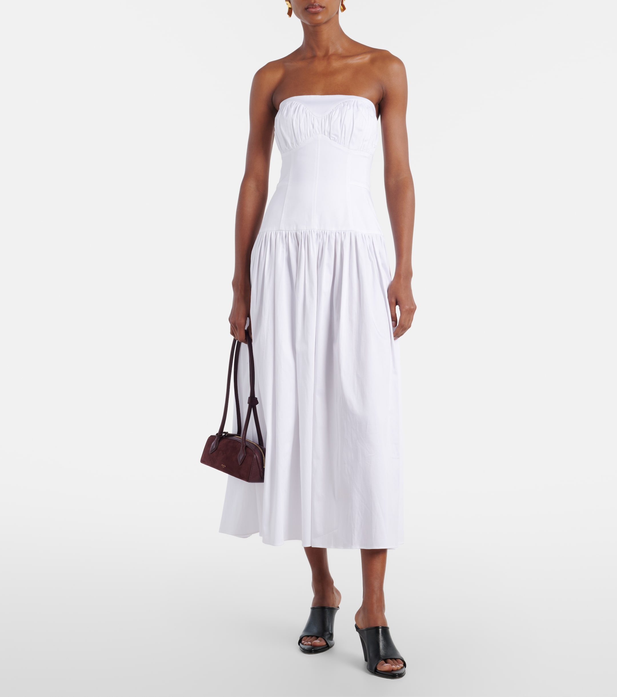 TOVE Lauryn strapless cotton-blend midi dress