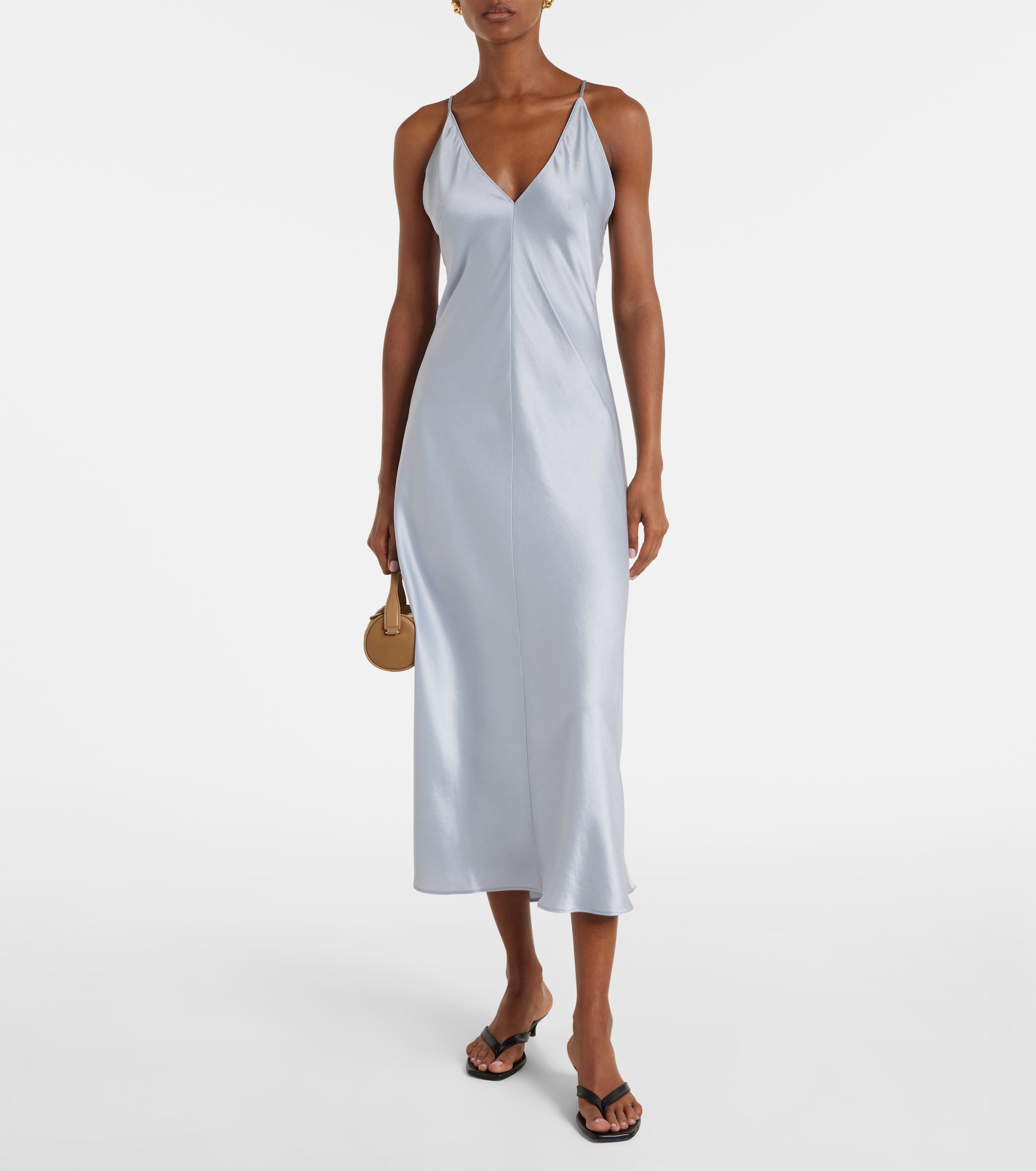 LESET Barb satin slip dress