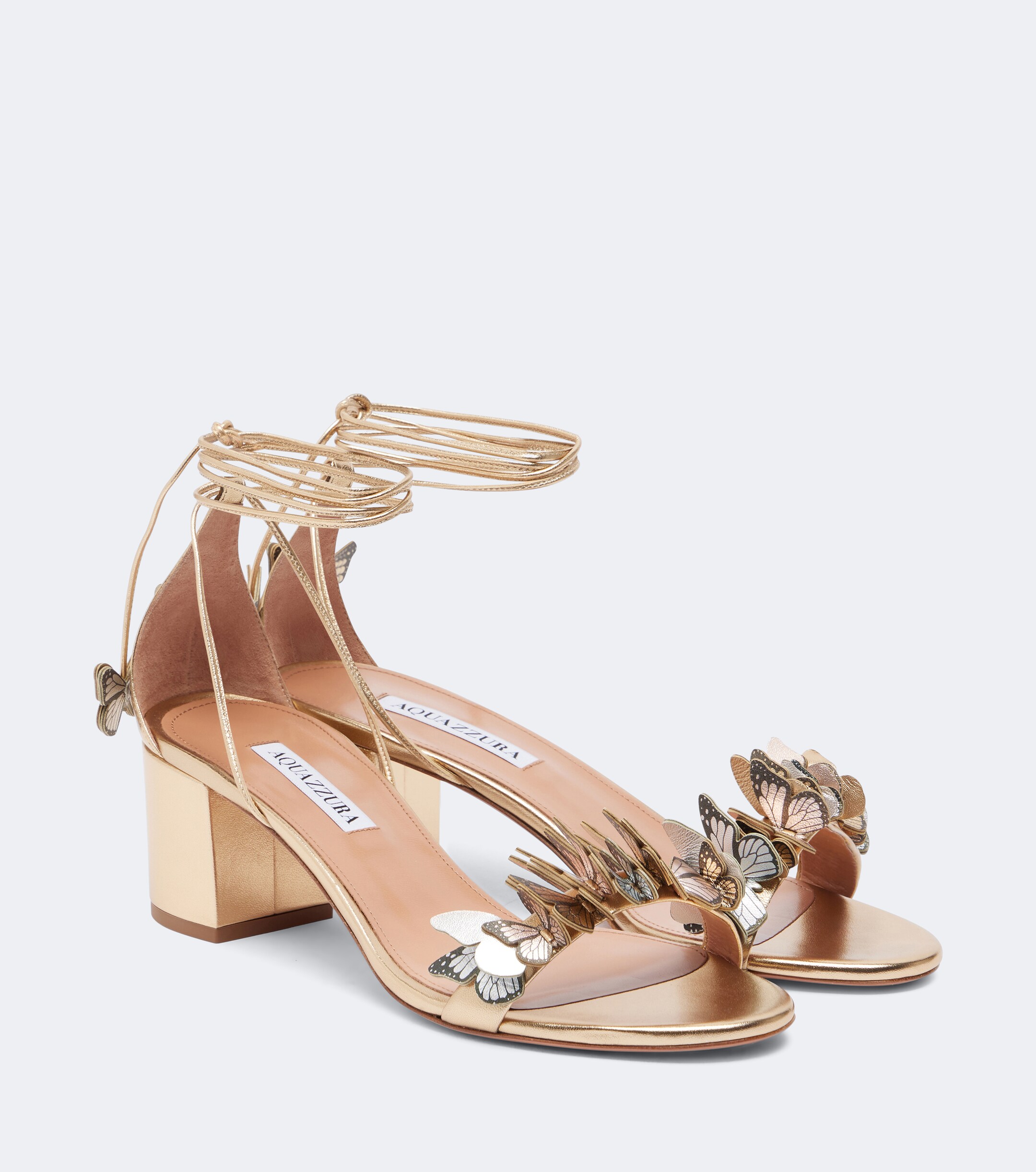 AQUAZZURA Aquazzura Papillon appliqué metallic leather sandals