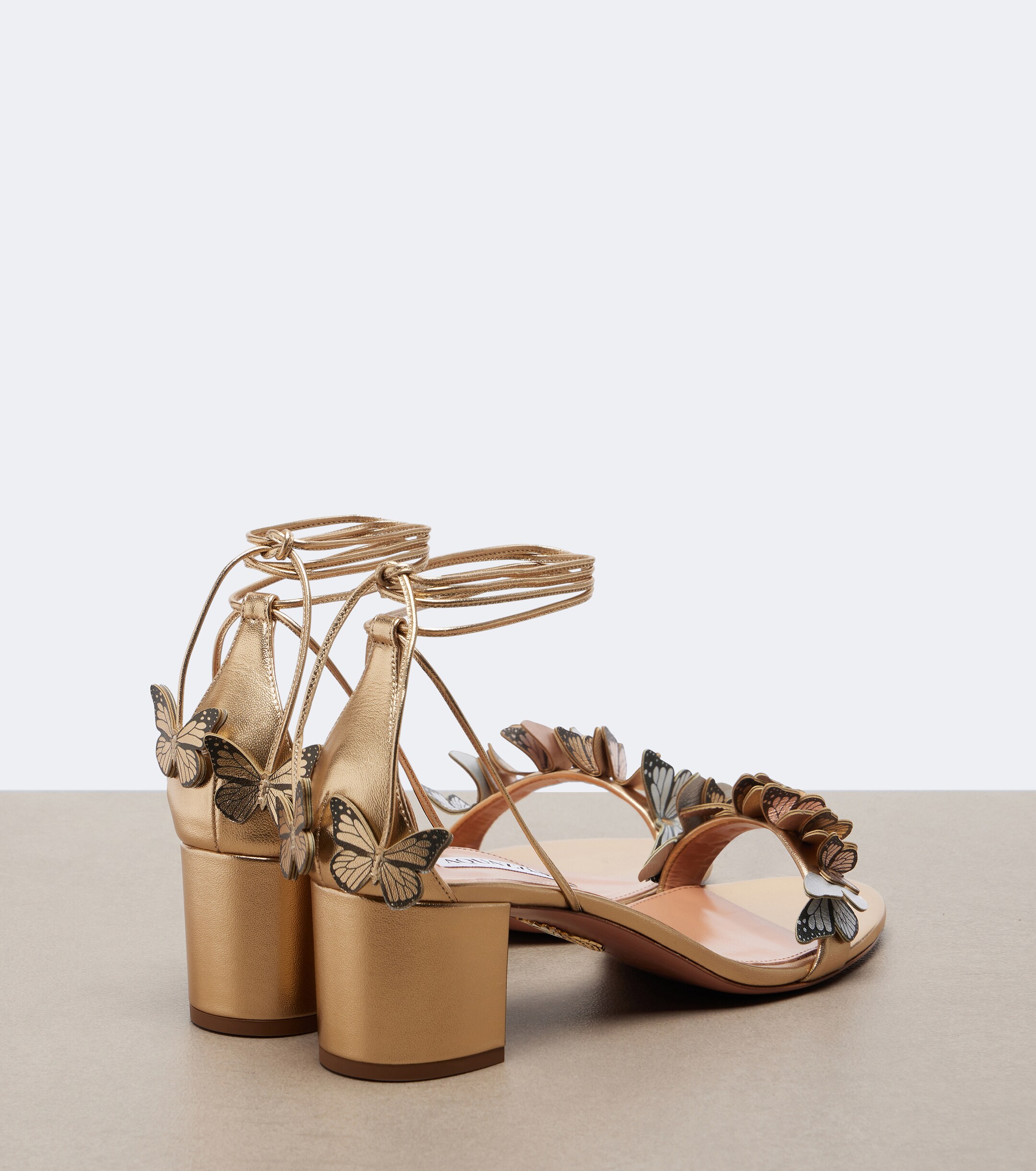 AQUAZZURA Aquazzura Papillon appliqué metallic leather sandals