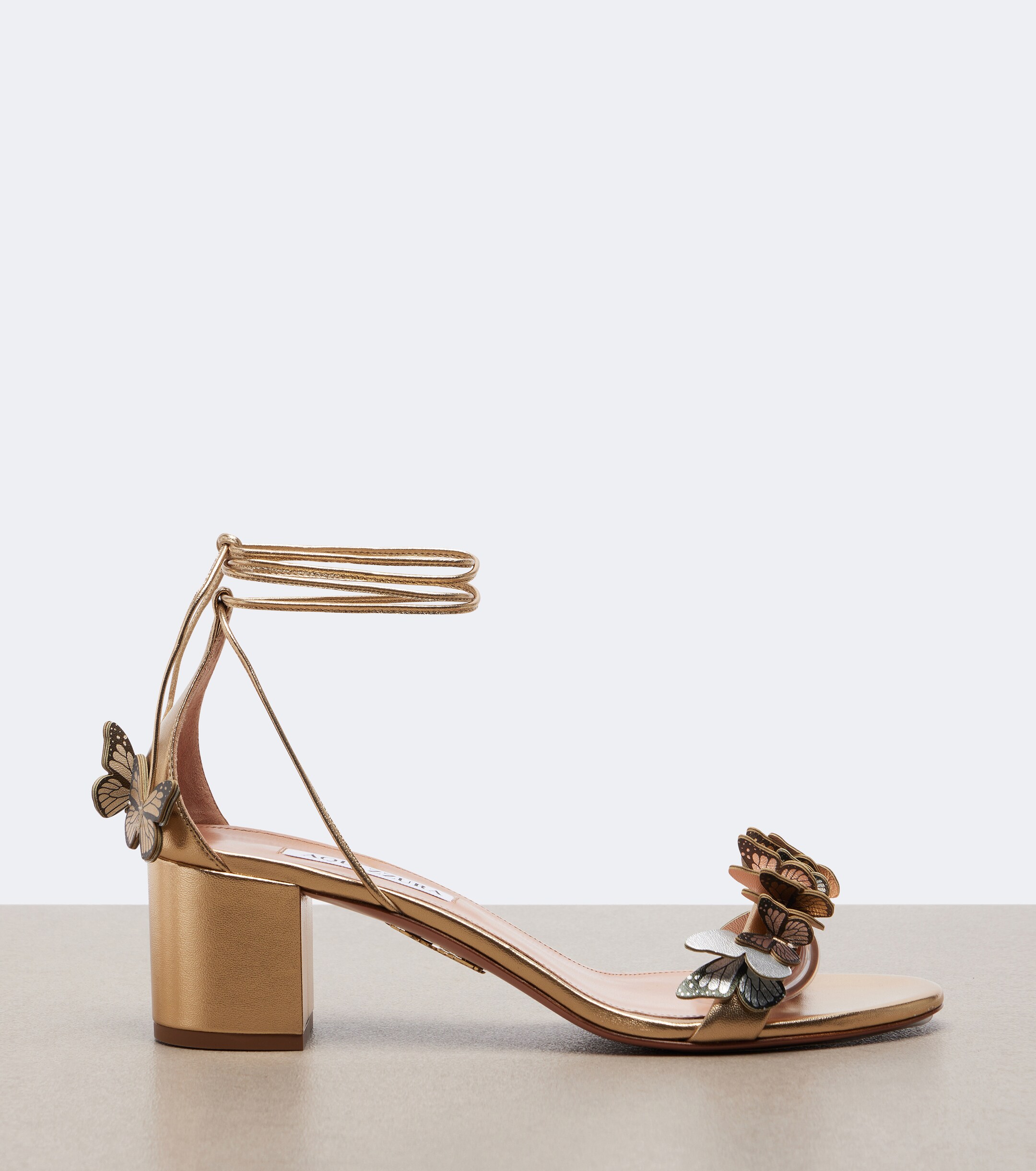 AQUAZZURA Aquazzura Papillon appliqué metallic leather sandals
