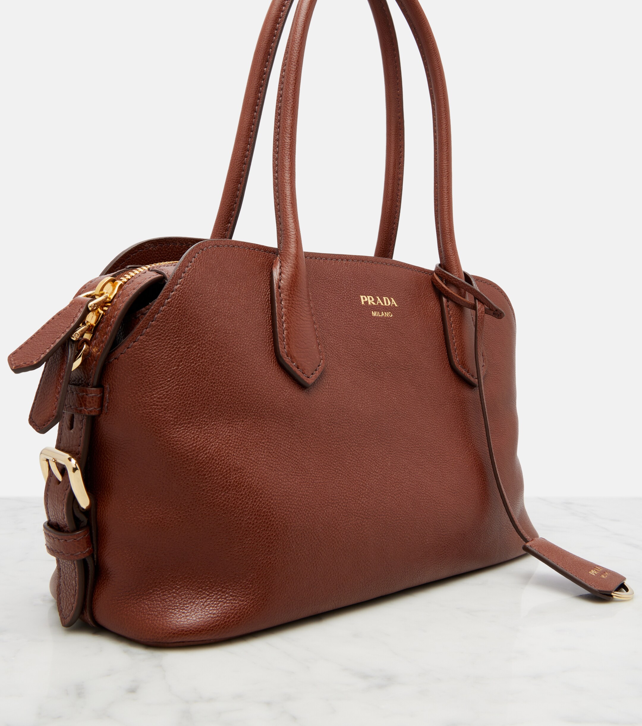Prada Prada Prada Signet Medium leather bowling bag