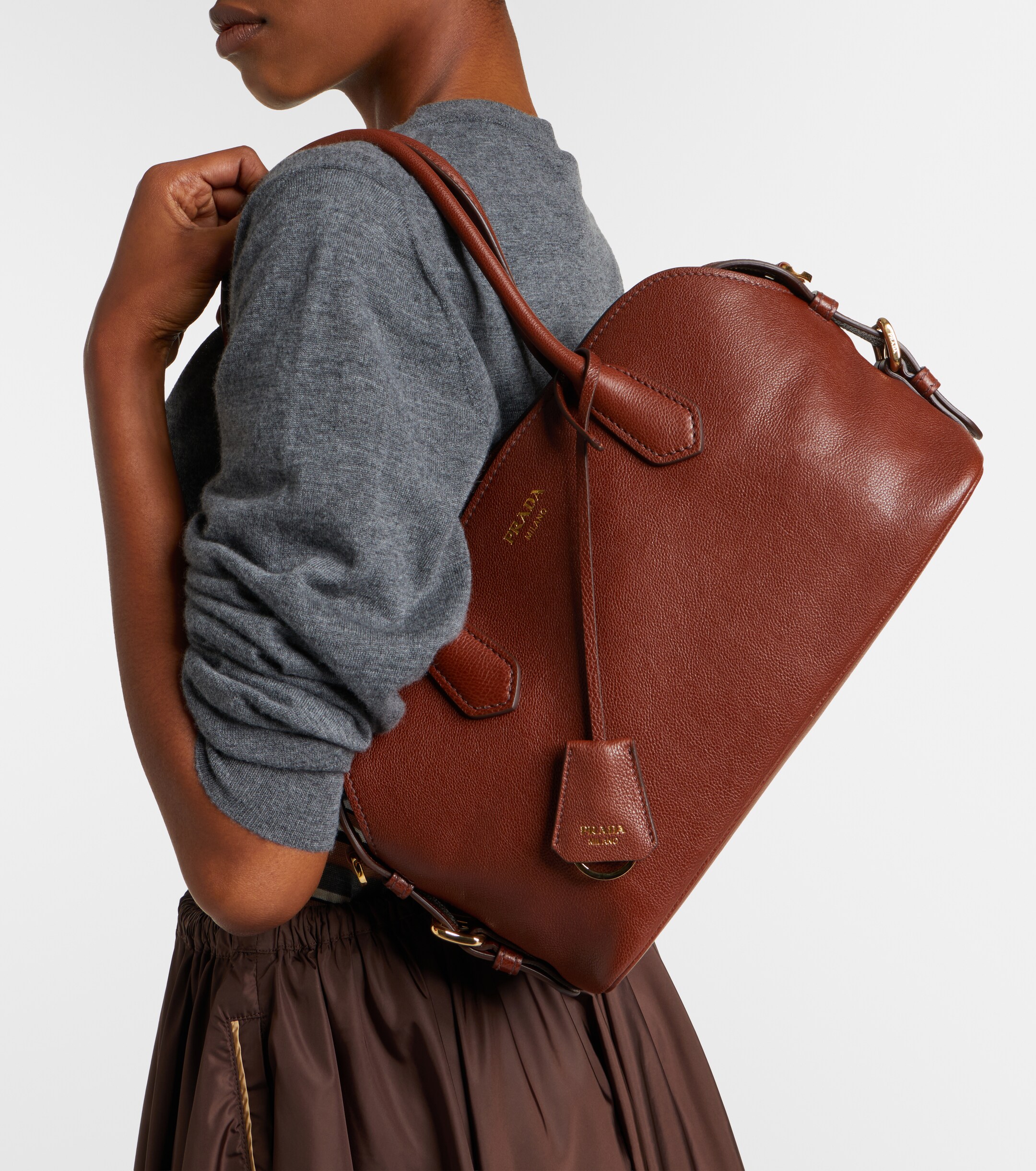 Prada Prada Prada Signet Medium leather bowling bag