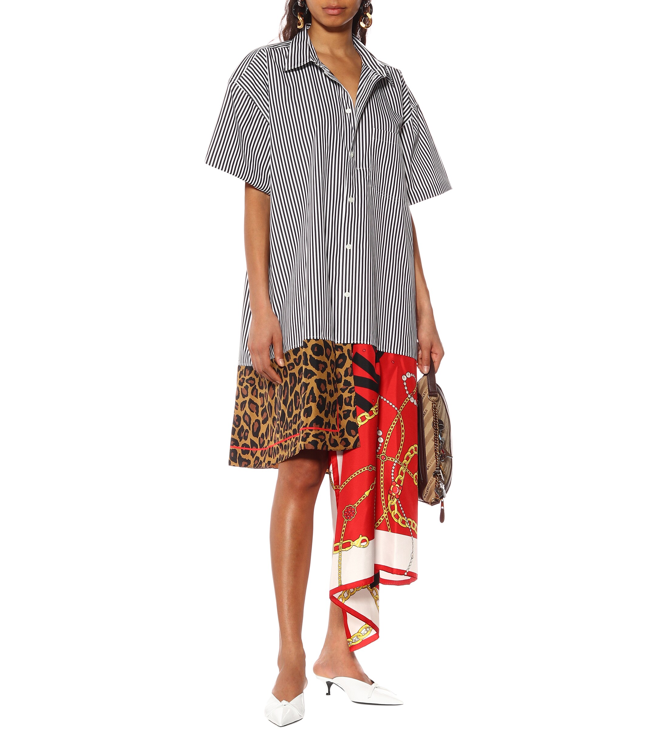 Balenciaga Scarf cotton and silk shirt dress