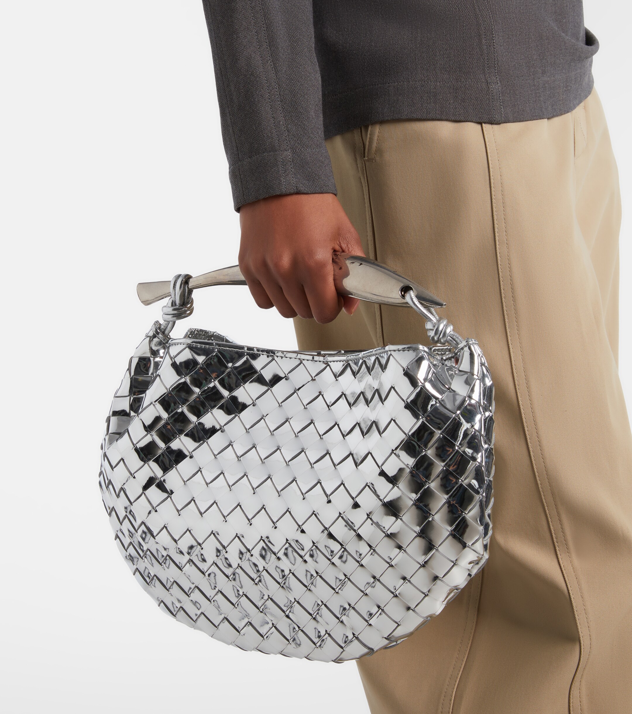 Bottega Veneta Sardine Intrecciato mirrored leather tote bag