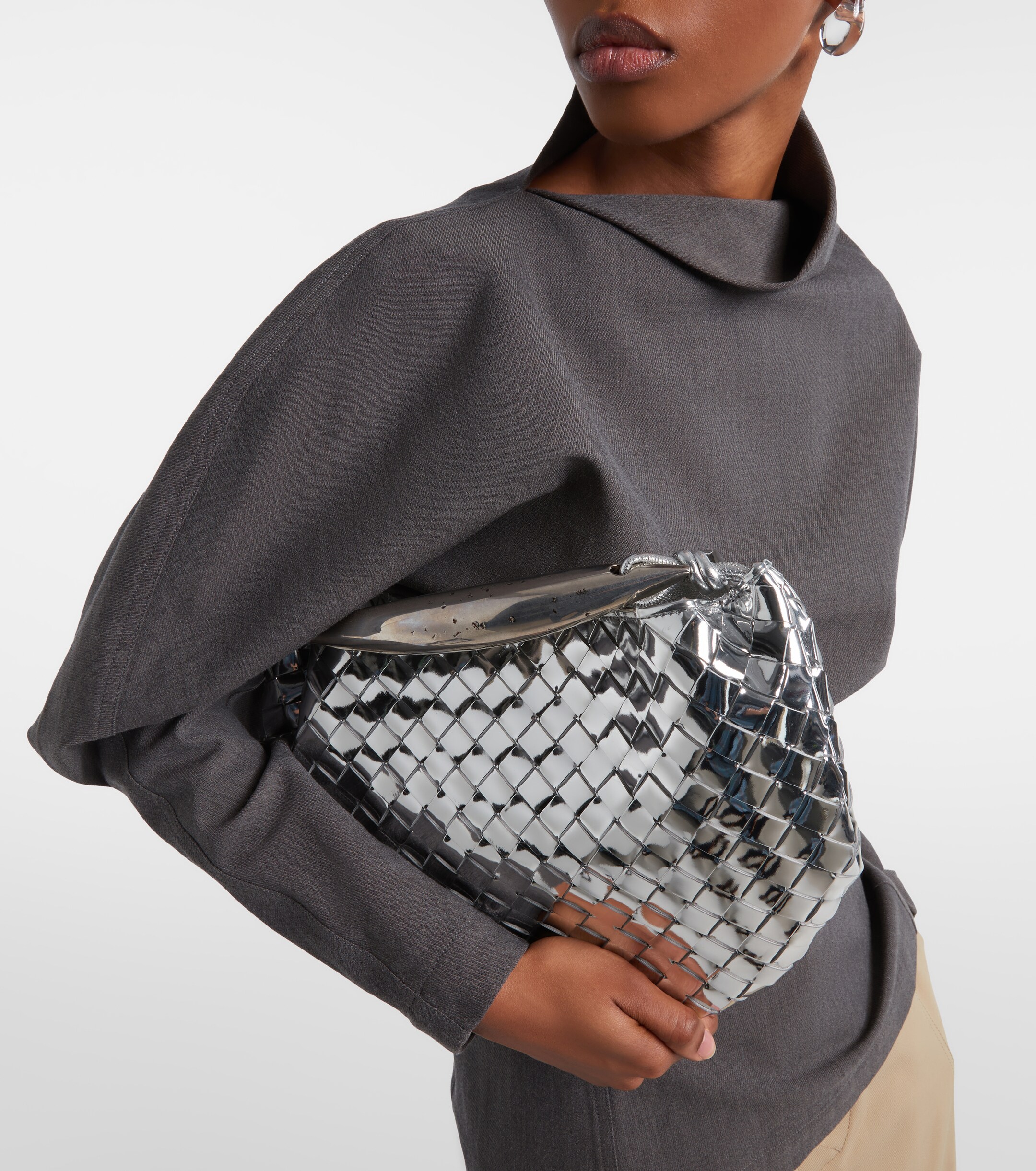 Bottega Veneta Sardine Intrecciato mirrored leather tote bag