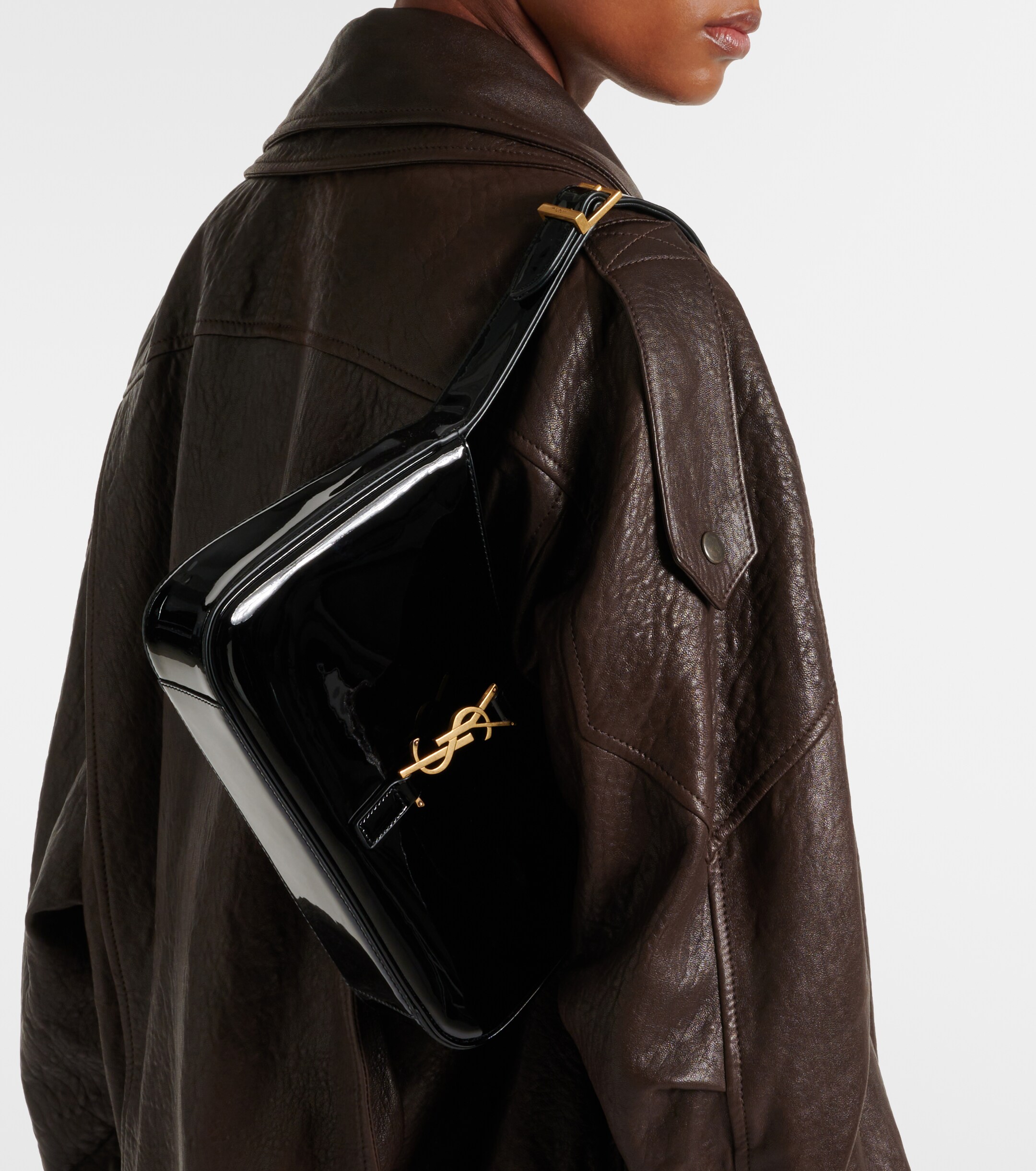 Saint Laurent Le 5 à 7 patent leather shoulder bag