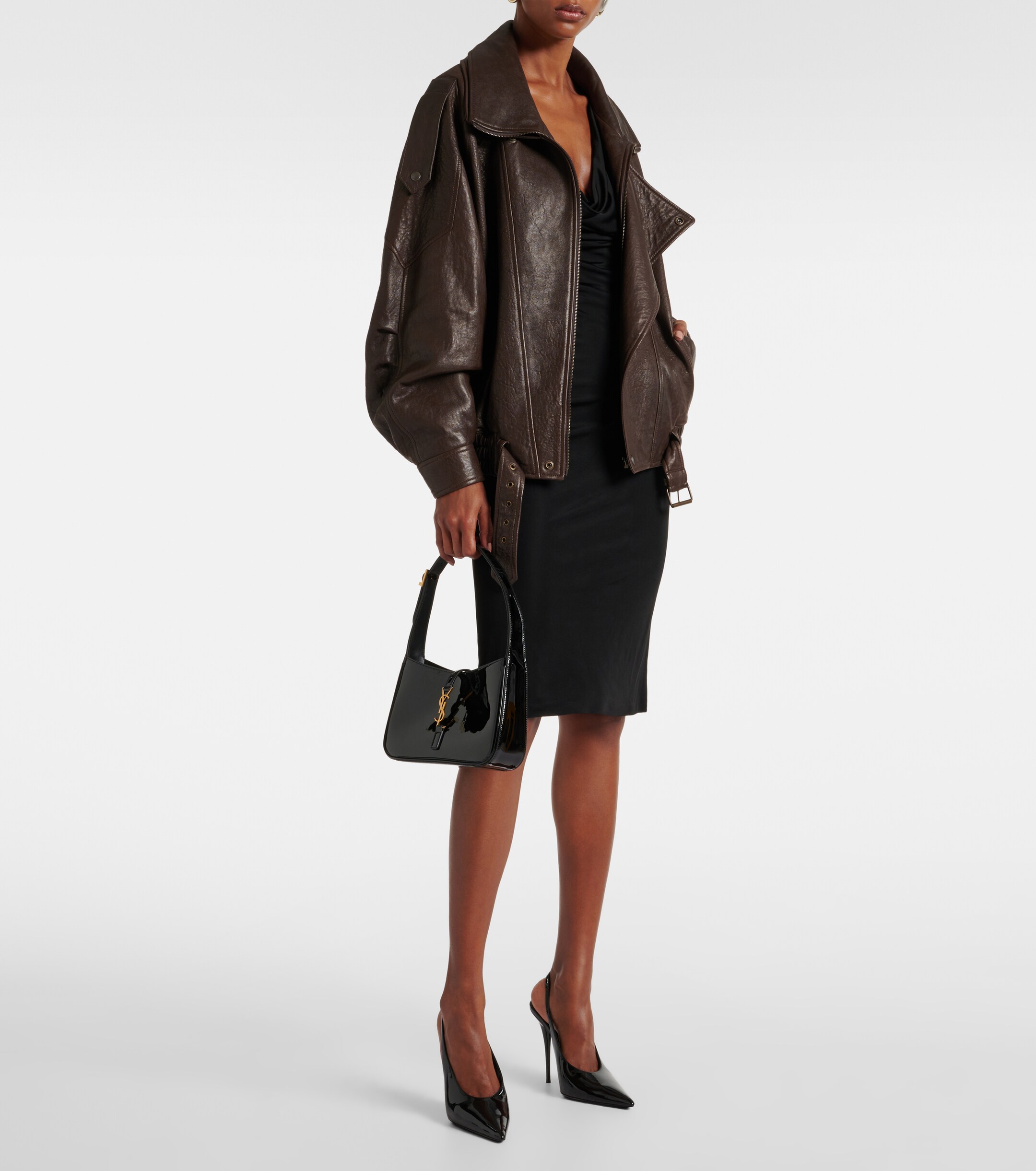 Saint Laurent Le 5 à 7 patent leather shoulder bag