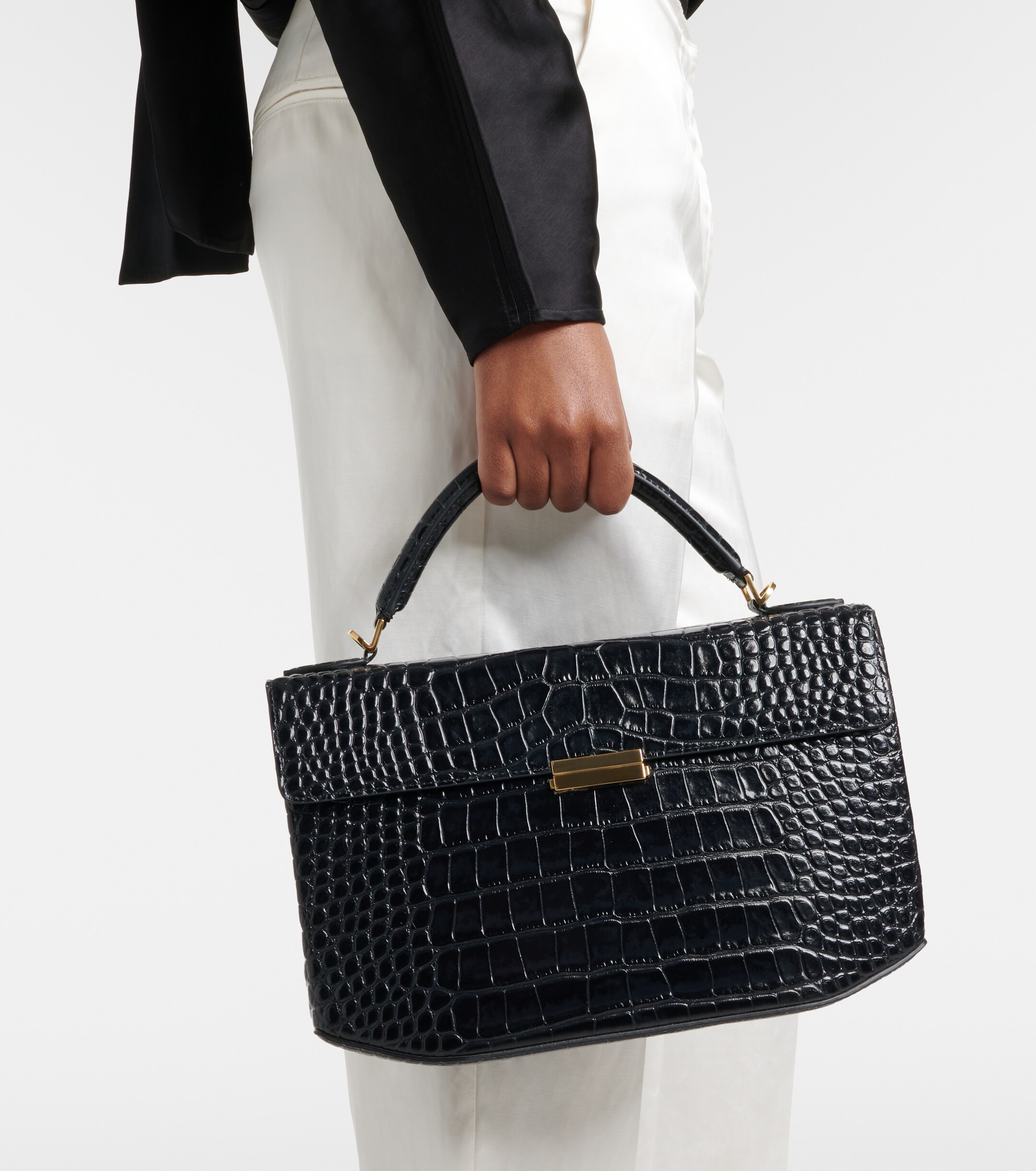 TOTEME Box Small croc-effect leather top-handle bag
