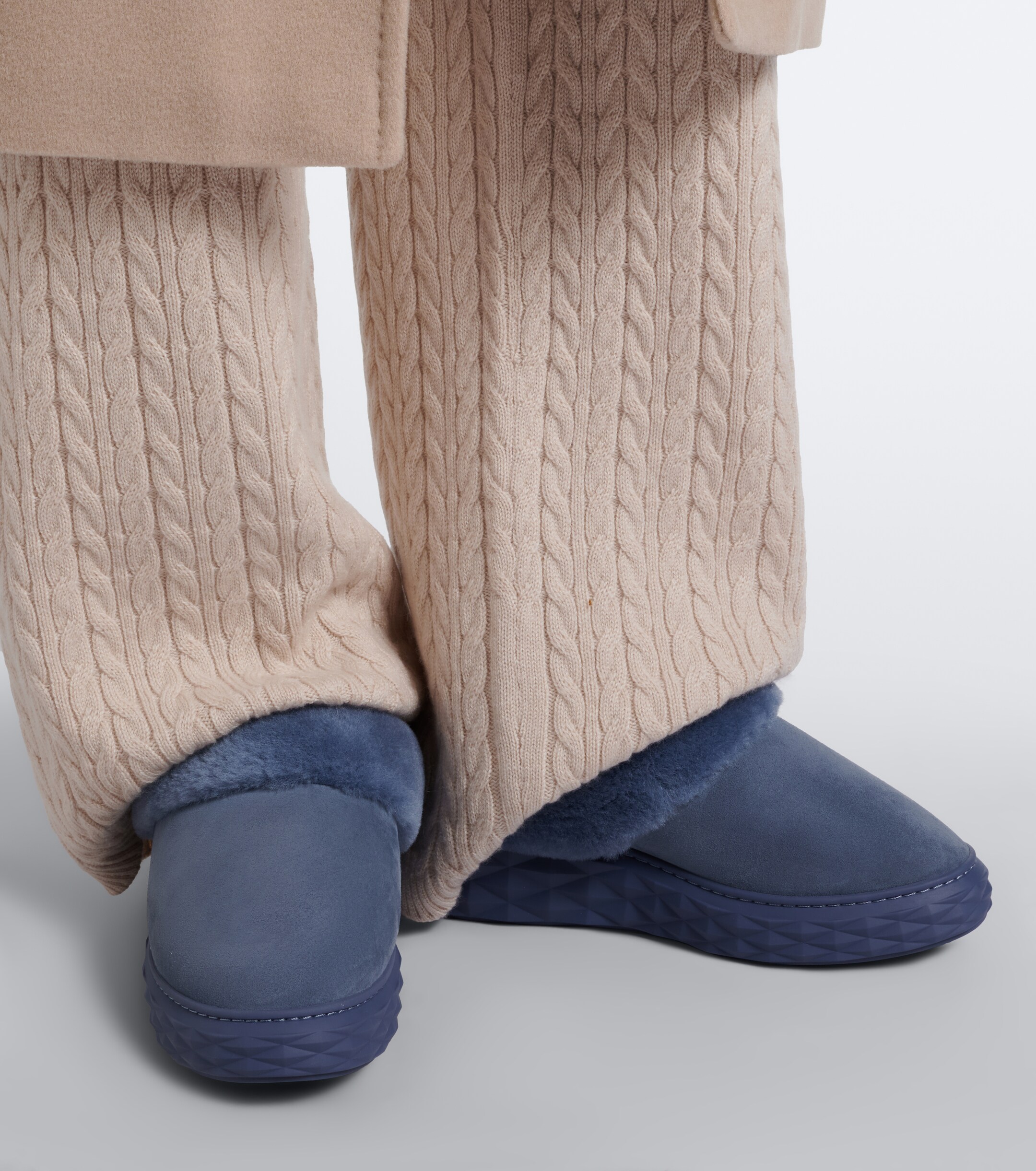 JIMMY CHOO Jimmy Choo Diamond shearling-lined suede platform mules