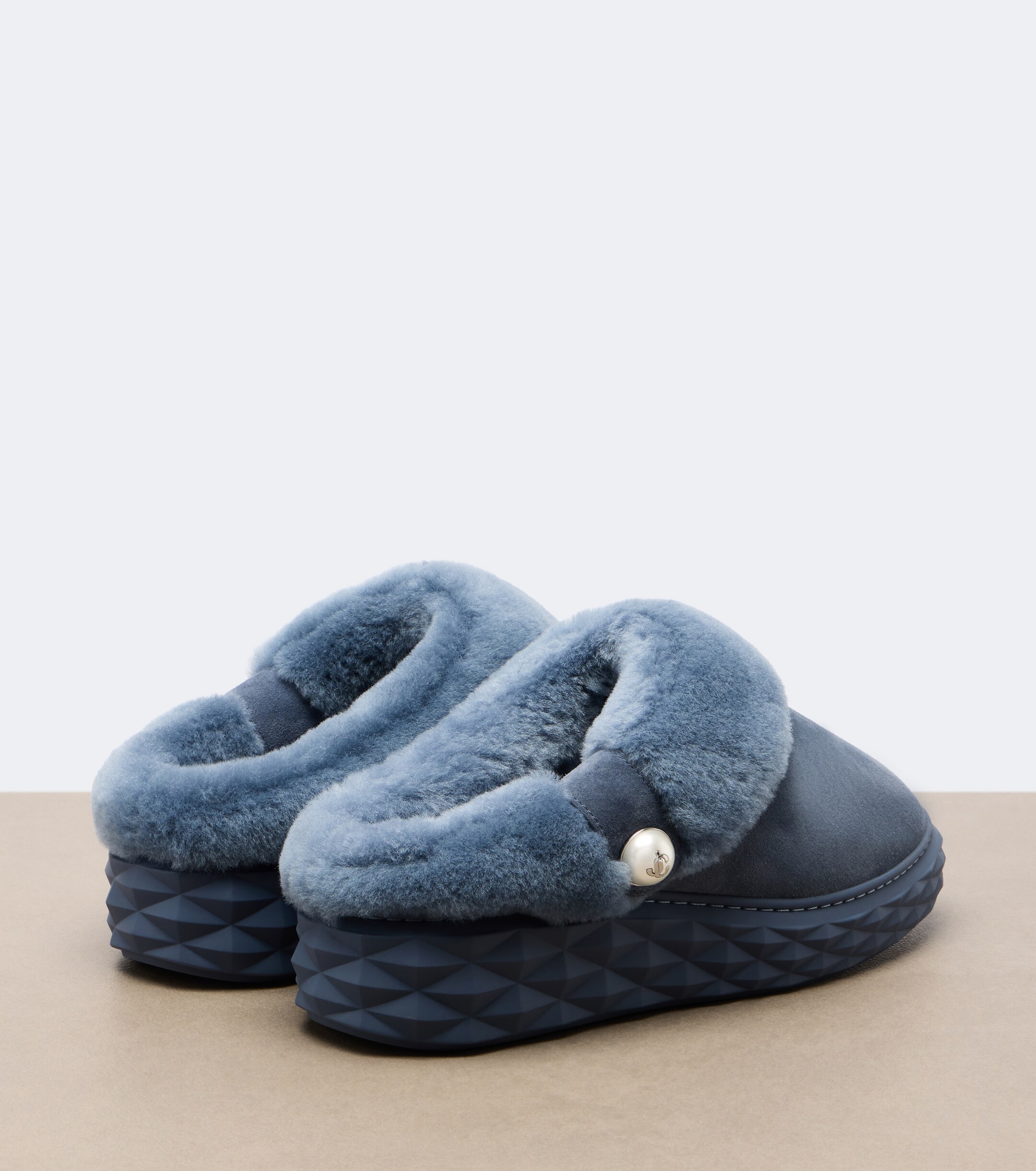 JIMMY CHOO Jimmy Choo Diamond shearling-lined suede platform mules