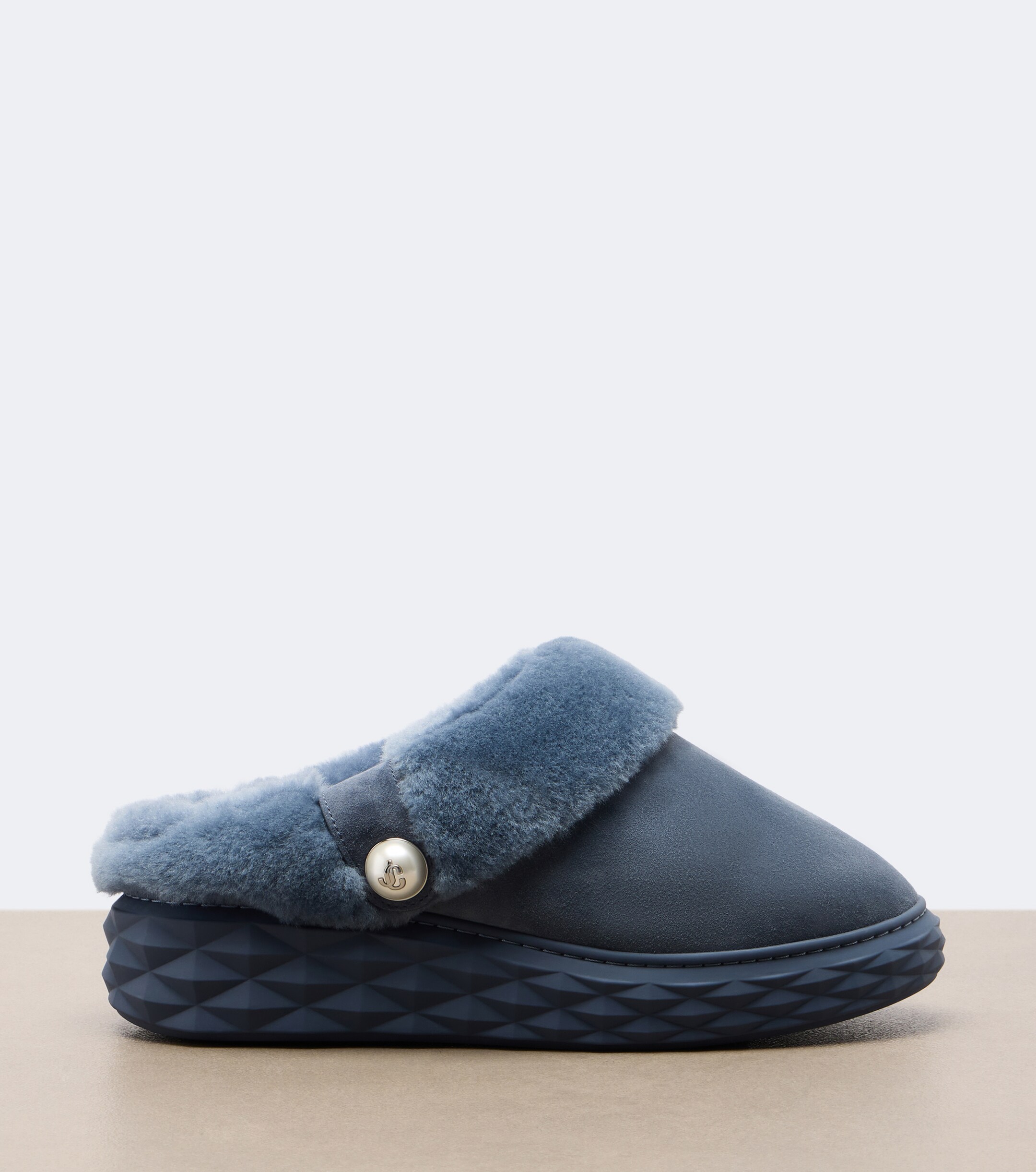 JIMMY CHOO Jimmy Choo Diamond shearling-lined suede platform mules