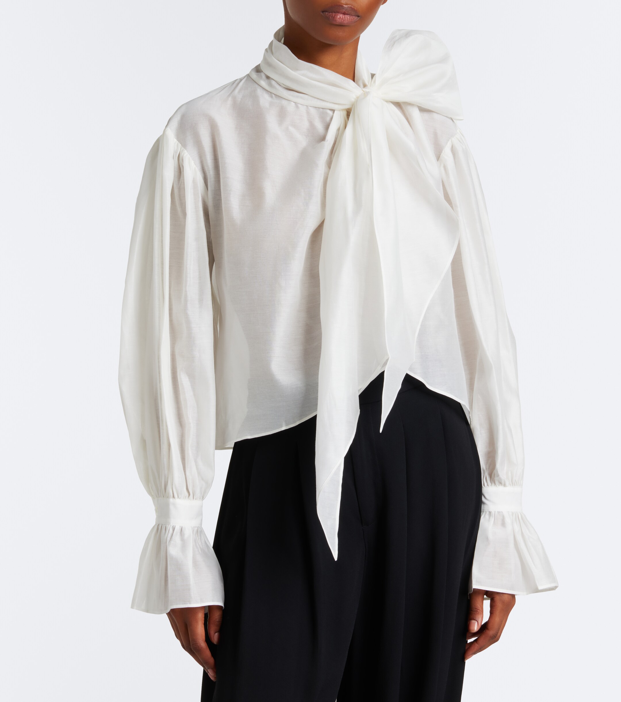 Polo Ralph Lauren Polo Ralph Lauren Tie-detail cotton and silk organdy blouse