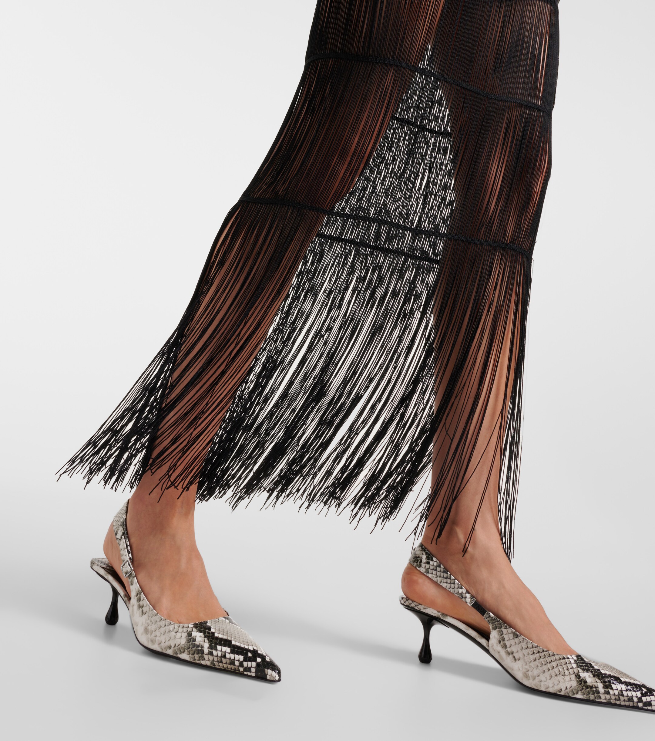 JIMMY CHOO Amel 50 snake-effect leather slingback pumps thumbnail