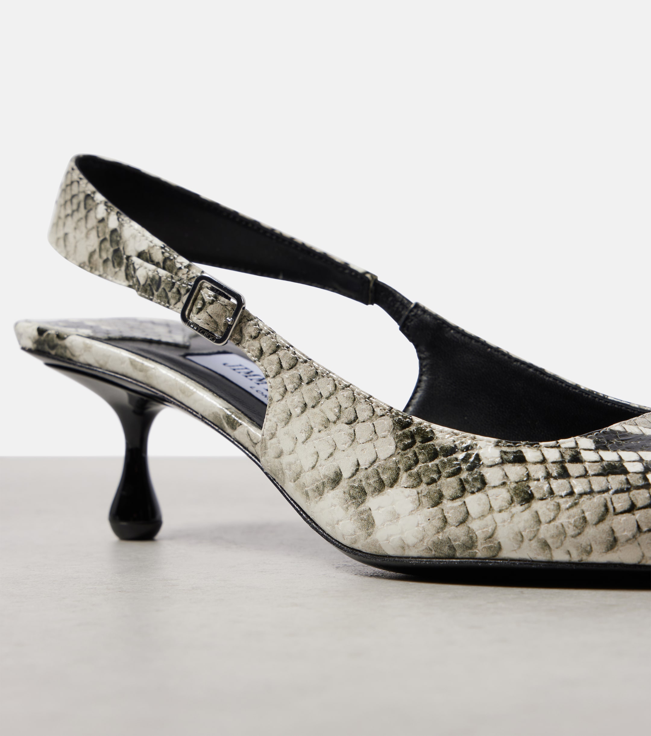 JIMMY CHOO Amel 50 snake-effect leather slingback pumps thumbnail