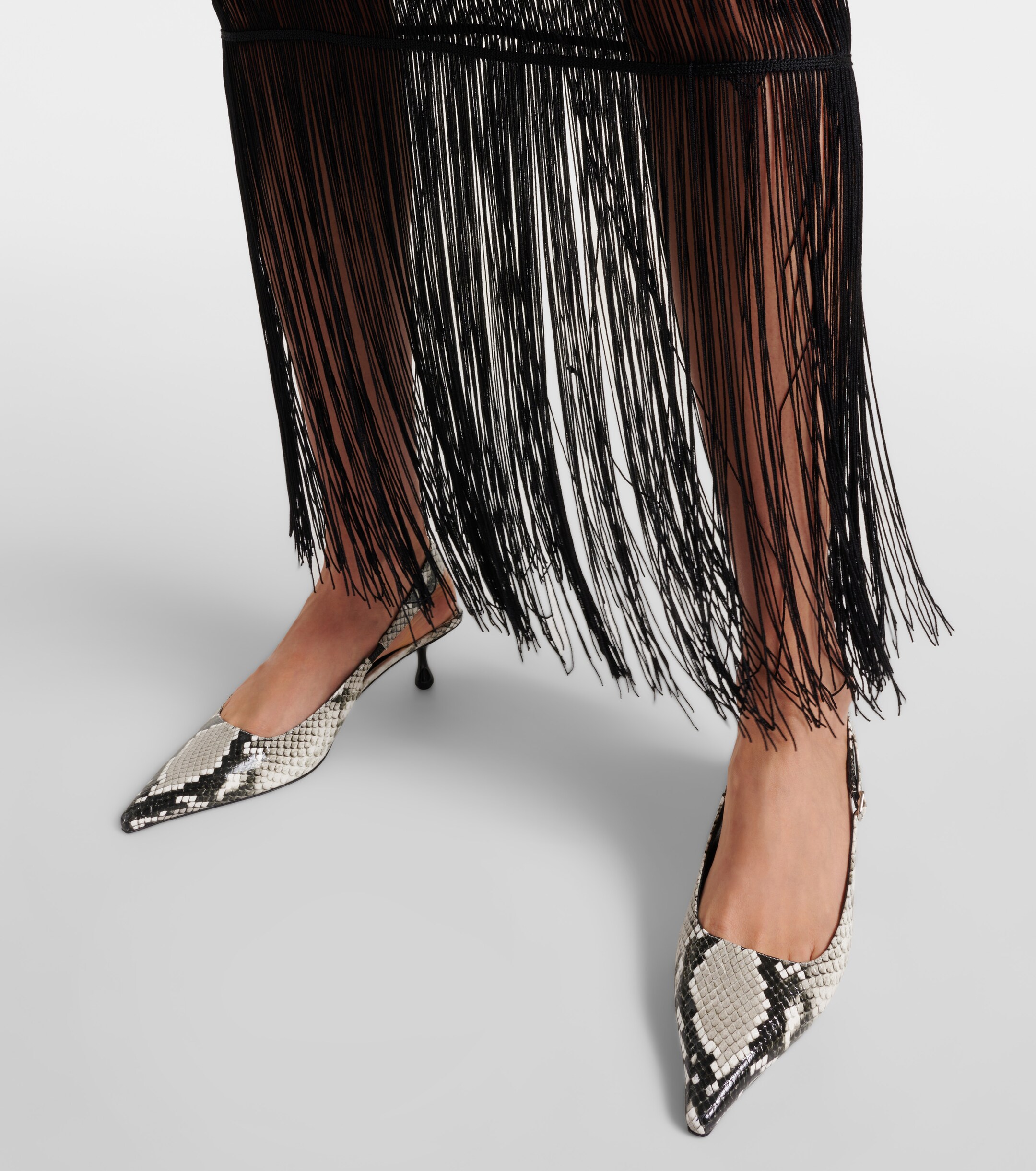 JIMMY CHOO Amel 50 snake-effect leather slingback pumps thumbnail