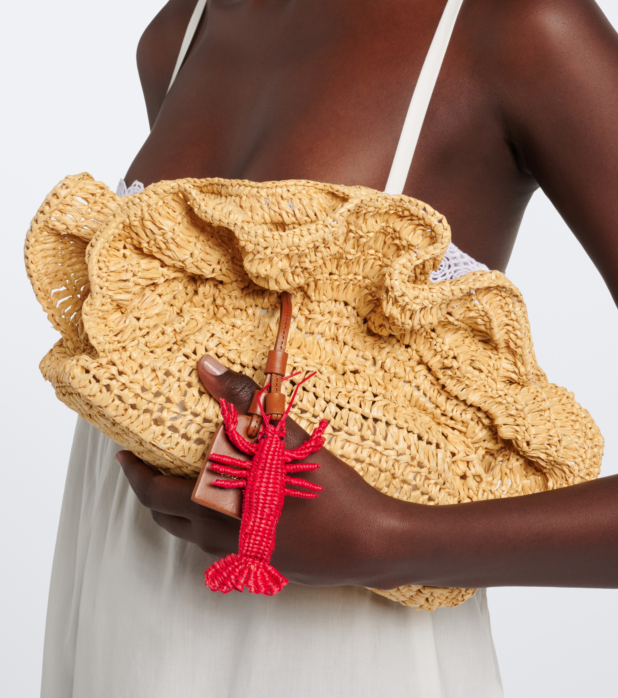 AQUAZZURA Paradise raffia clutch