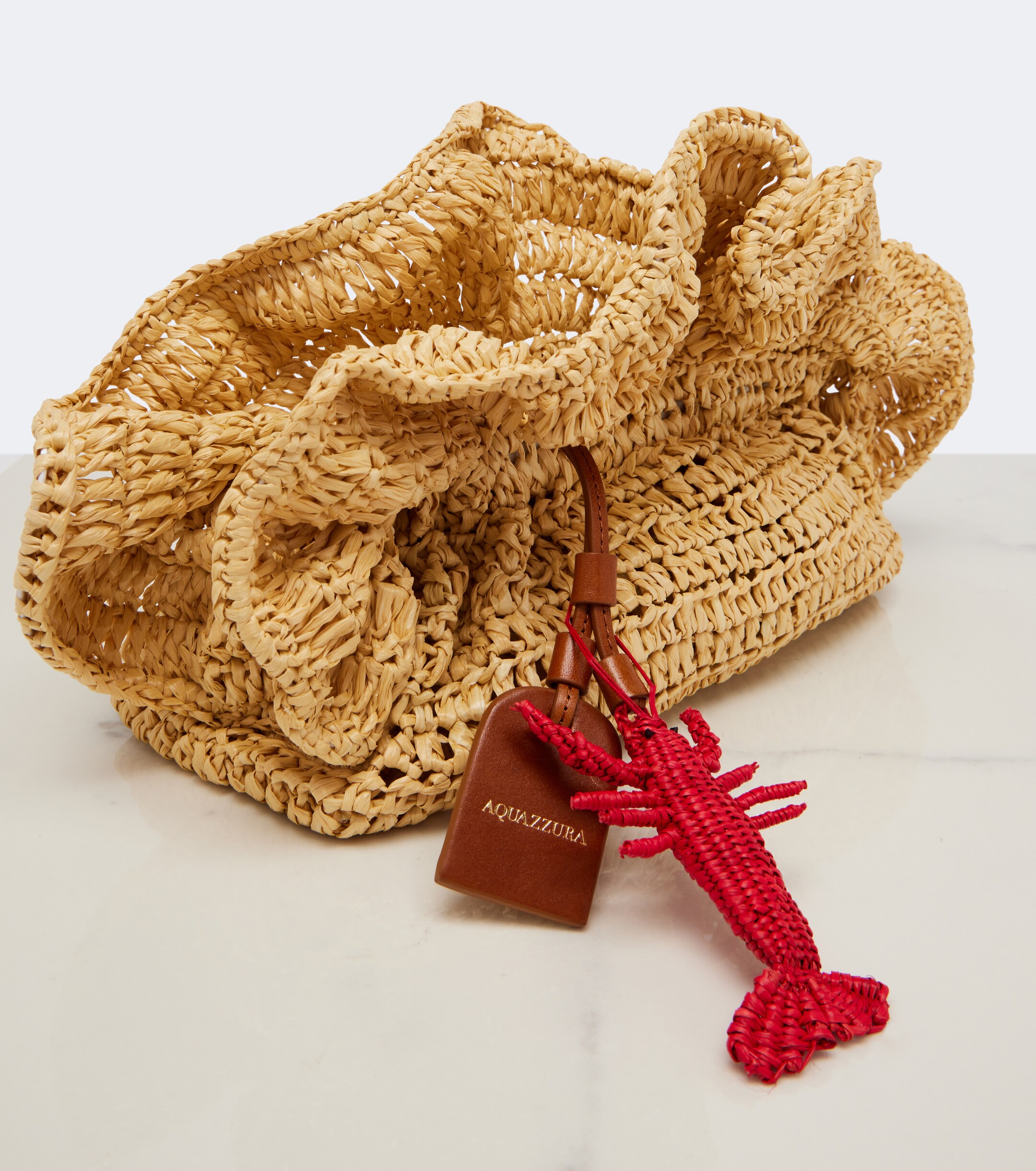 AQUAZZURA Paradise raffia clutch