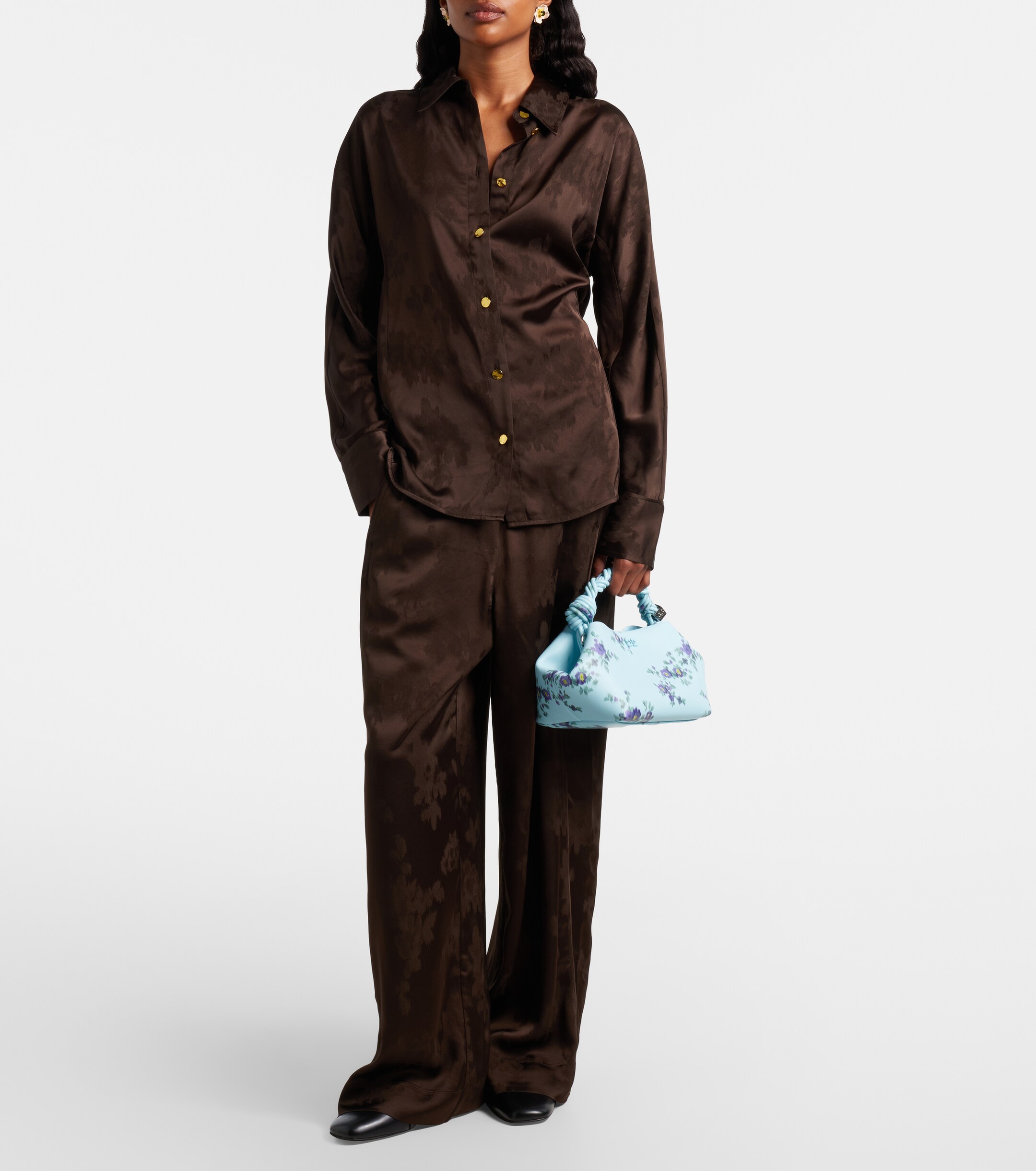 GANNI Bou Small floral top-handle bag
