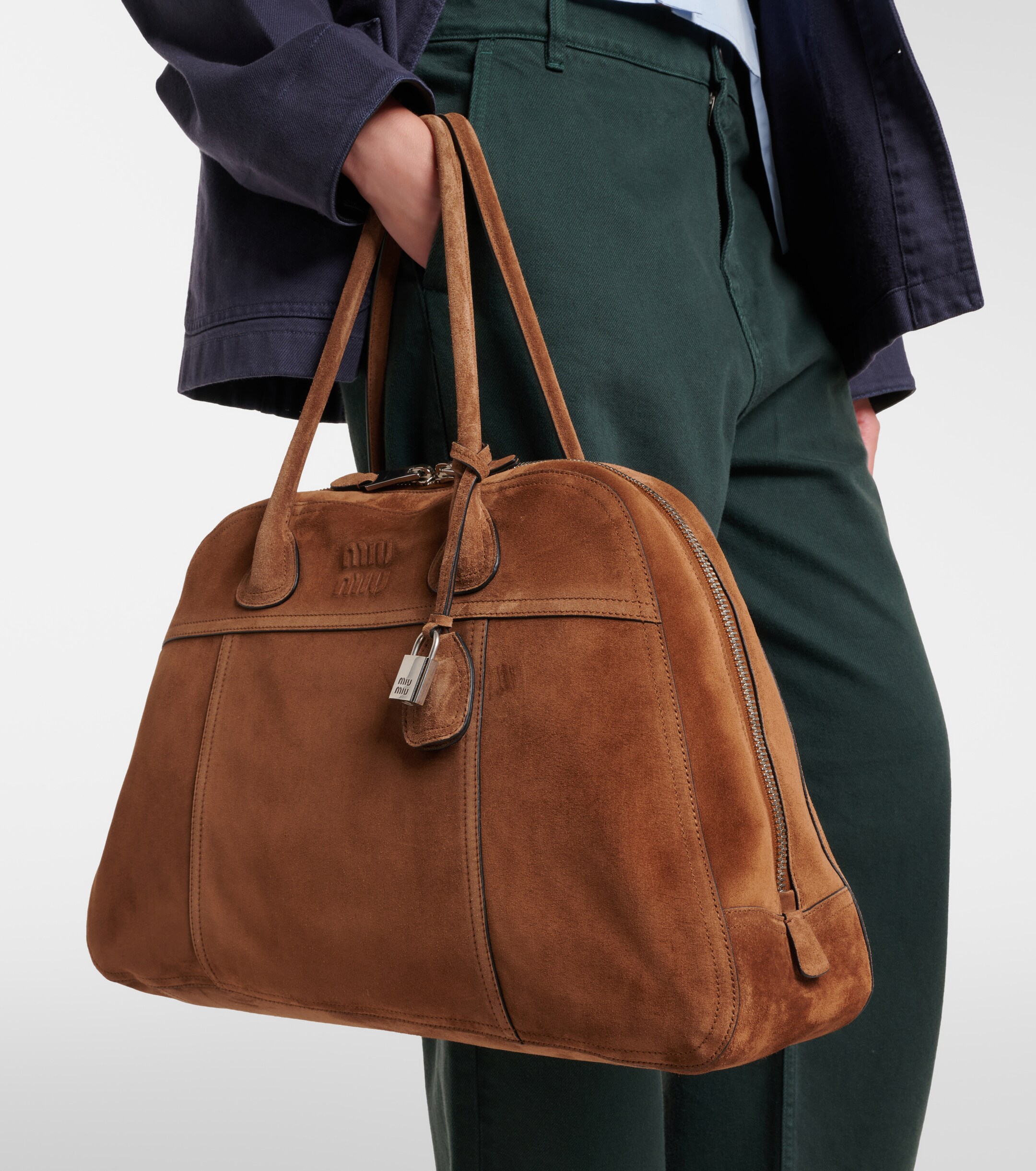 Miu Miu Vivant Large suede bowling bag