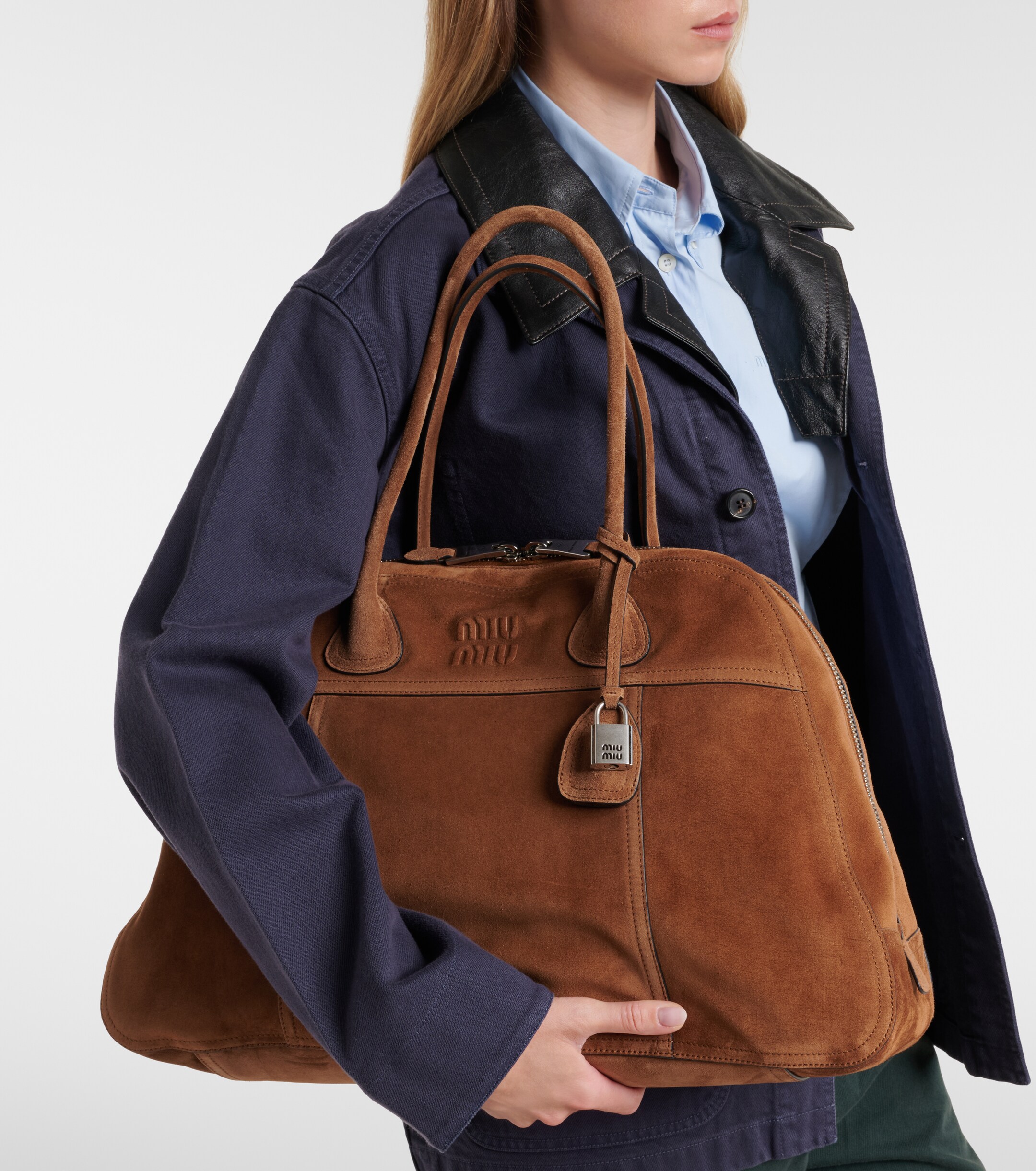 Miu Miu Vivant Large suede bowling bag
