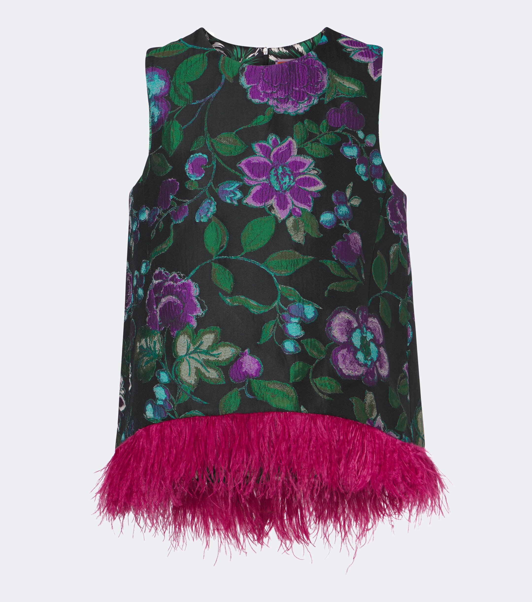 La DoubleJ La DoubleJ La Scala feather-trimmed jacquard top