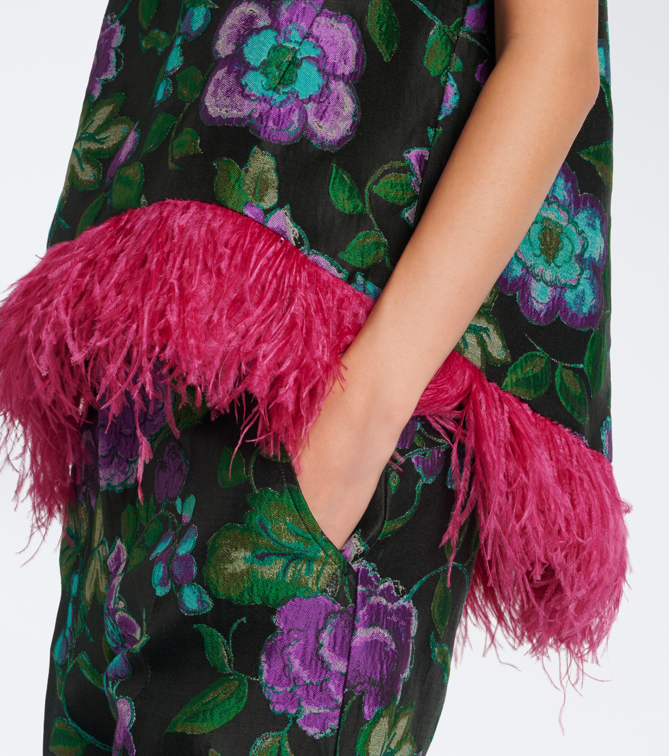 La DoubleJ La DoubleJ La Scala feather-trimmed jacquard top